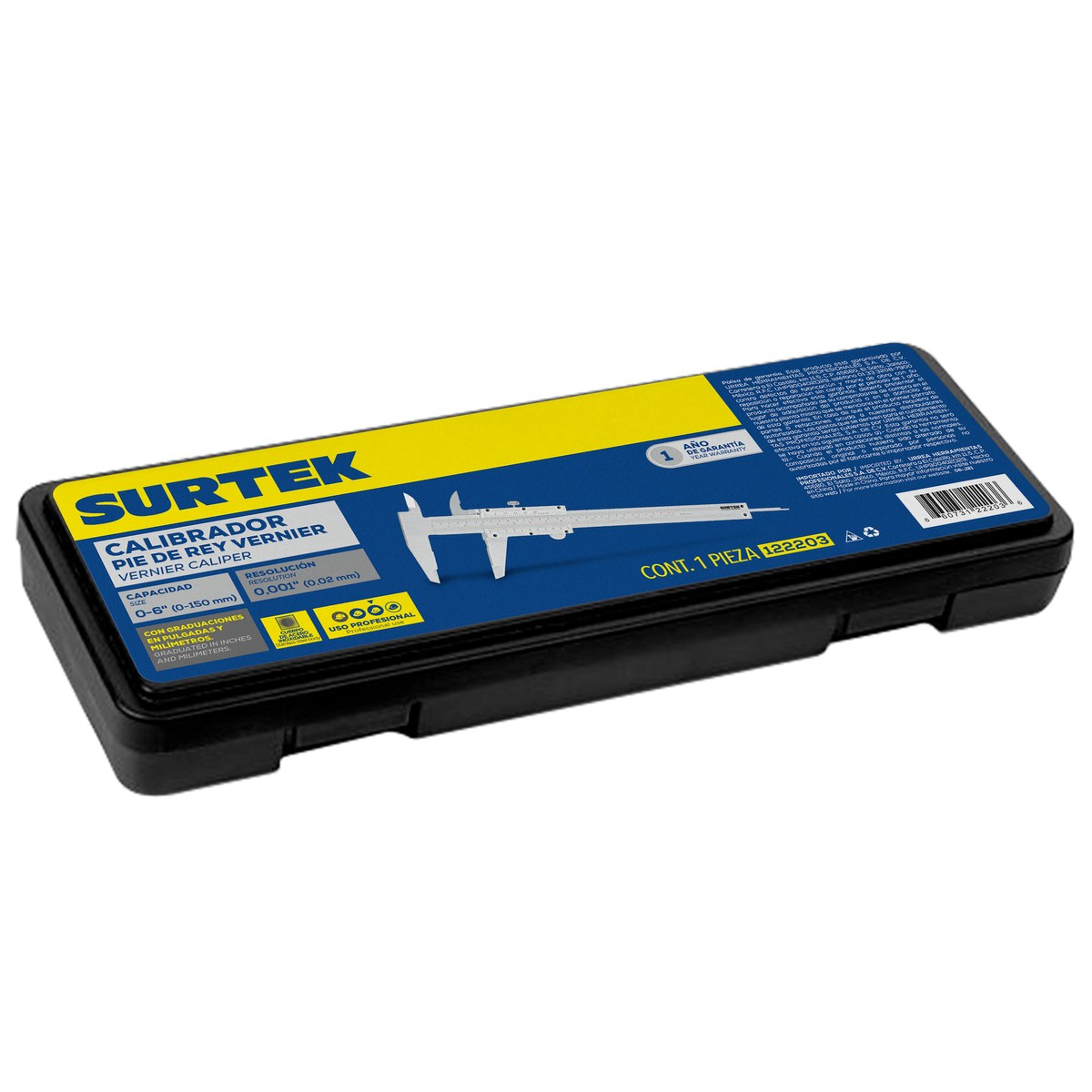 Calibrador en pulgadas y milímetros vernier 0 - 6" Surtek - Imagen 2