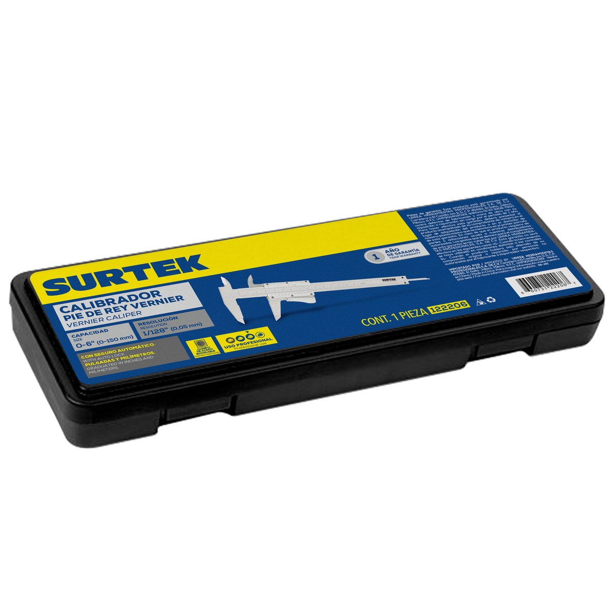 Calibrador en pulgadas y milímetros vernier autolock 0 - 6" Surtek - Imagen 2