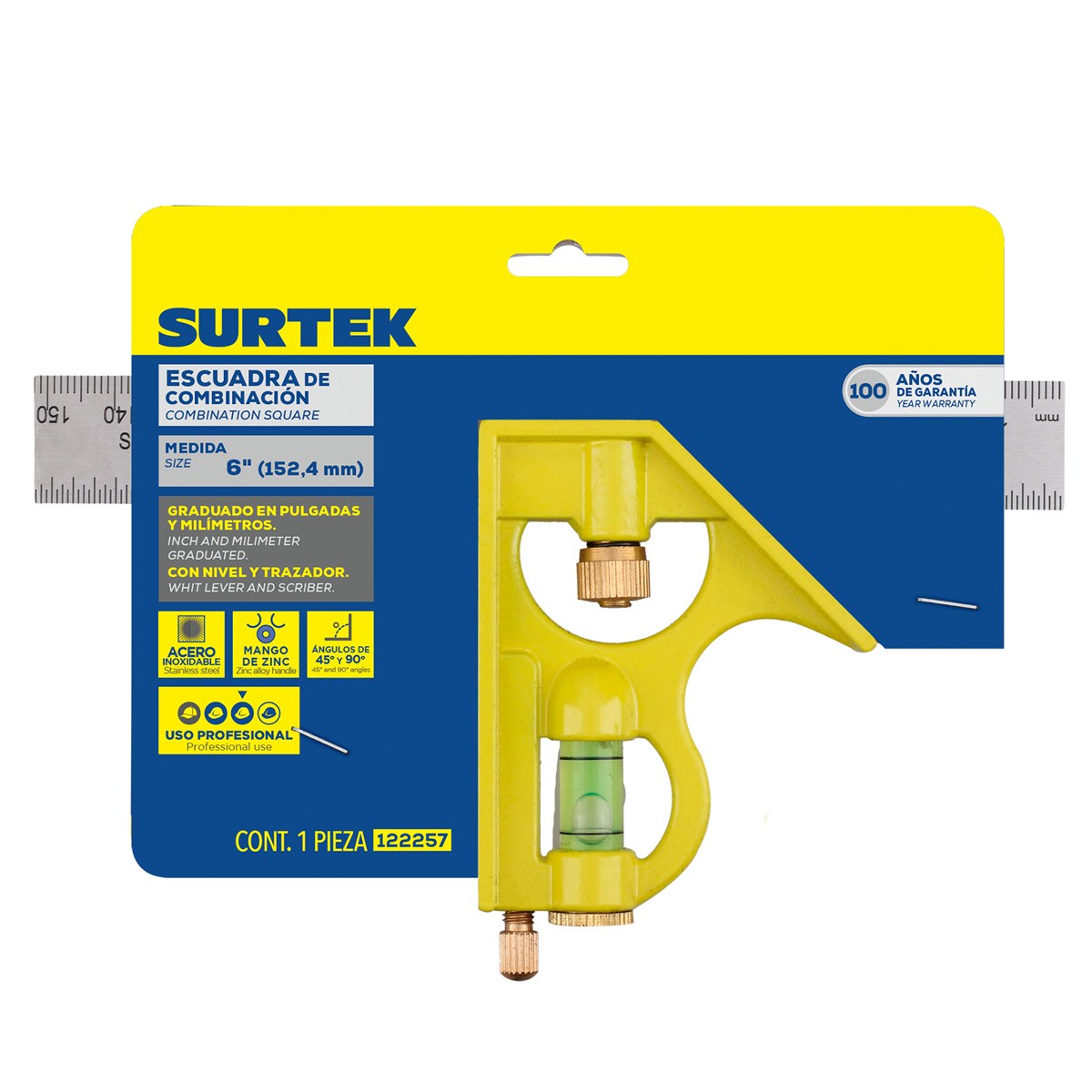Escuadra de combinación con mango zamac 6" Surtek - Imagen 4