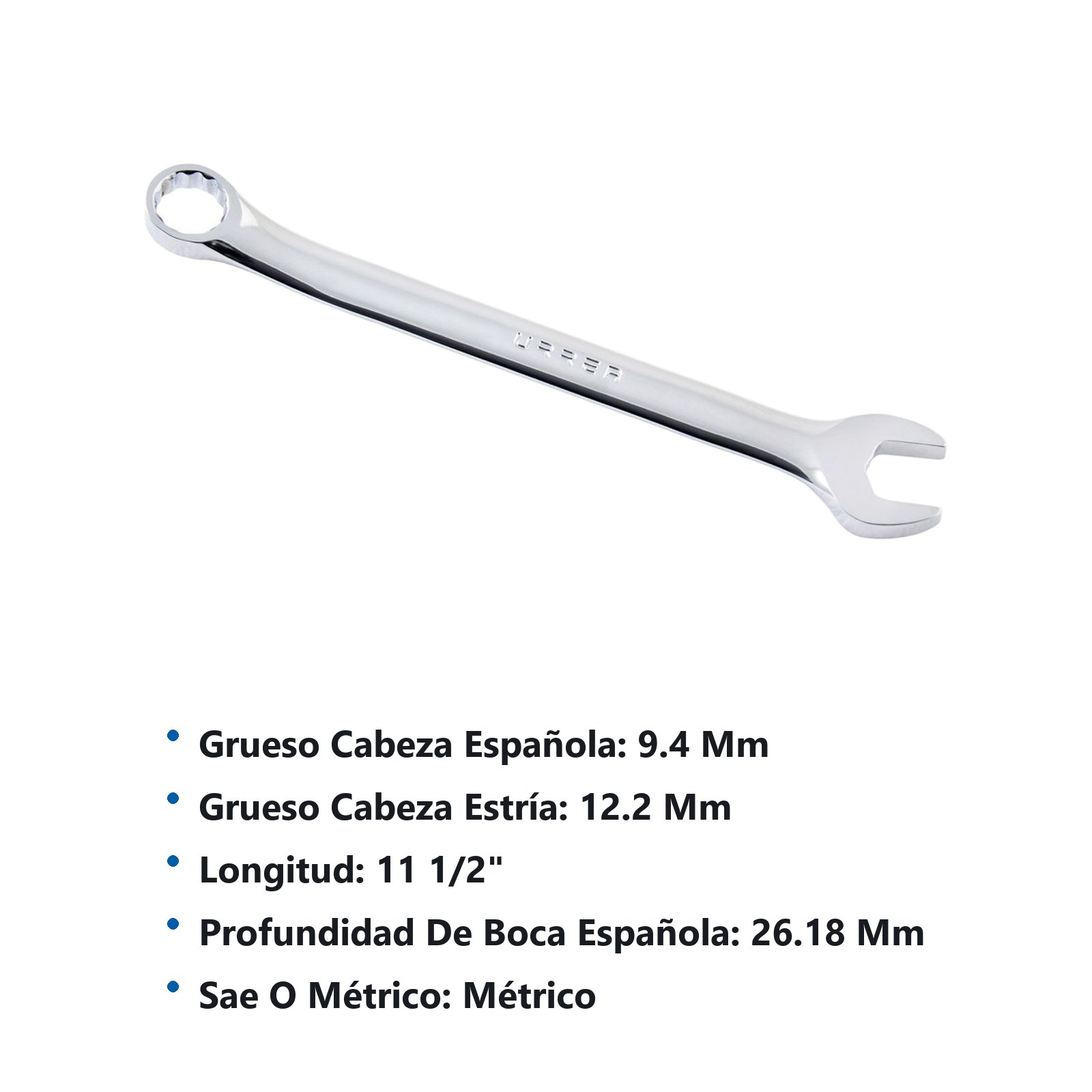 Llave combinada pulido espejo métrica, 12 puntas, 22 mm Urrea - Imagen 3