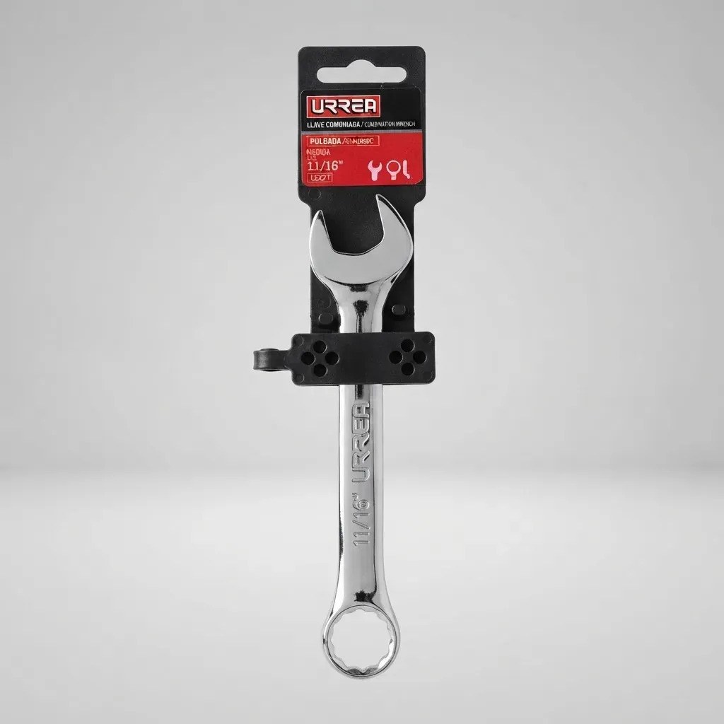 Llave combinada corta pulido espejo en pulgadas, 12 puntas, 11/16" Urrea - Imagen 3