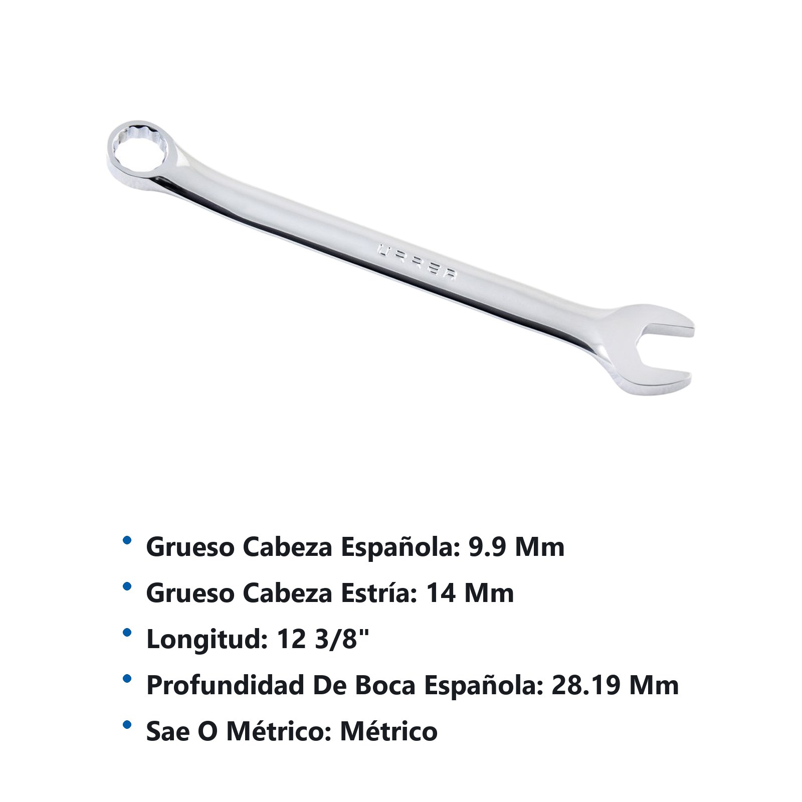 Llave combinada pulido espejo métrica, 12 puntas, 25 mm Urrea - Imagen 3