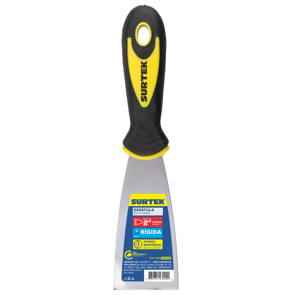 Espátula rígida de acero de alto carbón con mango bimaterial 2" Surtek - Imagen 2