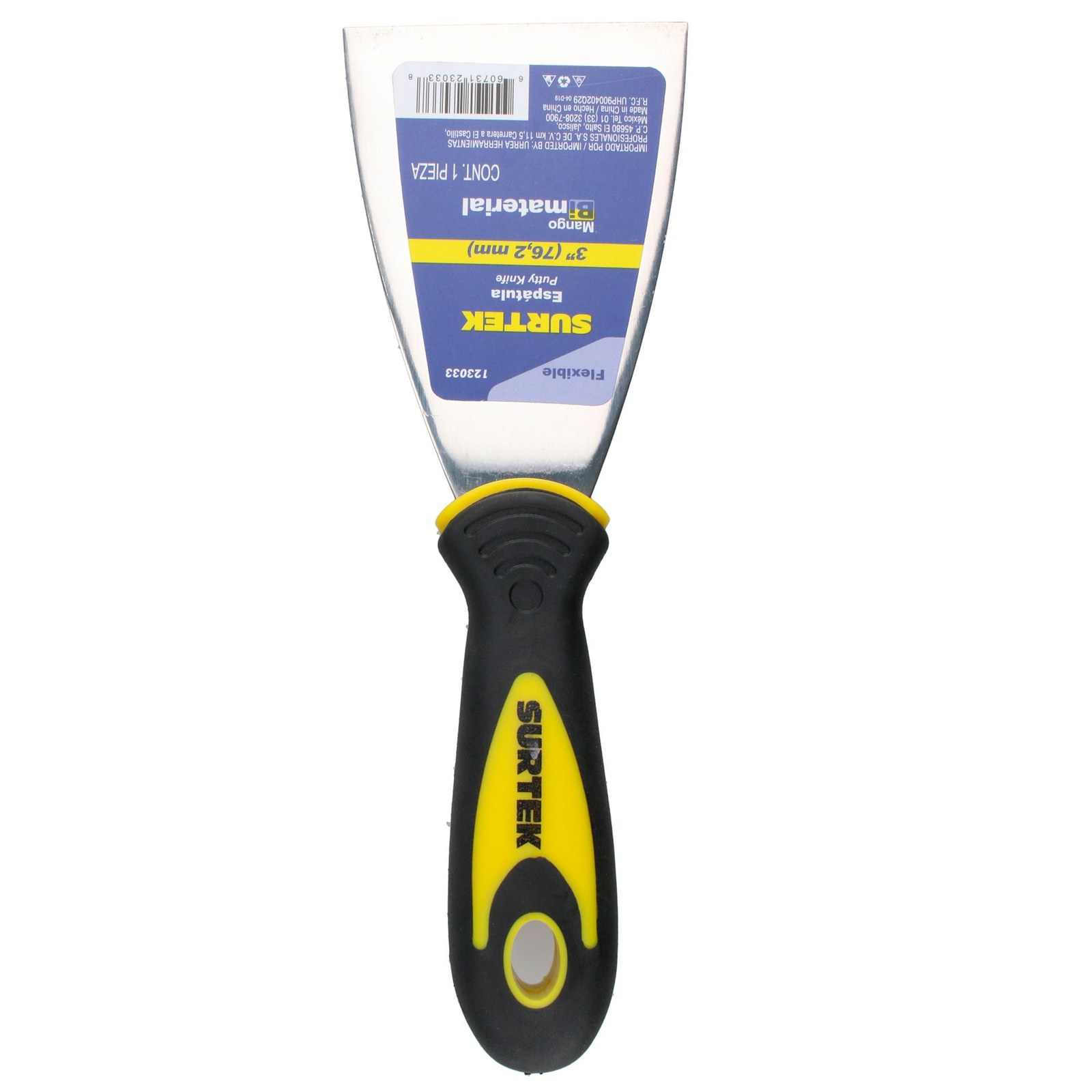 Espátula flexible de acero de alto carbón con mango bimaterial 3" Surtek - Imagen 2