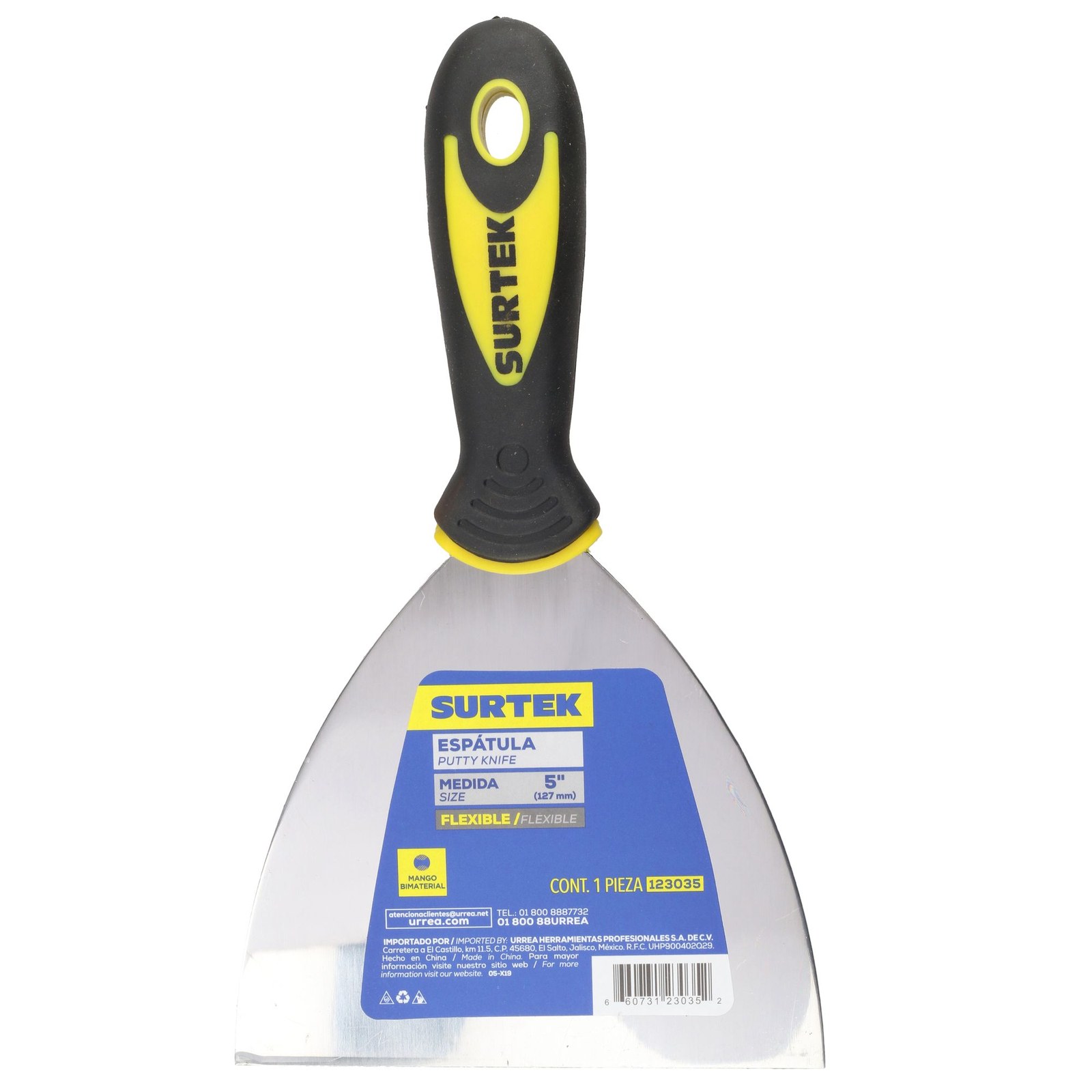 Espátula flexible de acero de alto carbón con mango bimaterial 4" Surtek - Imagen 2