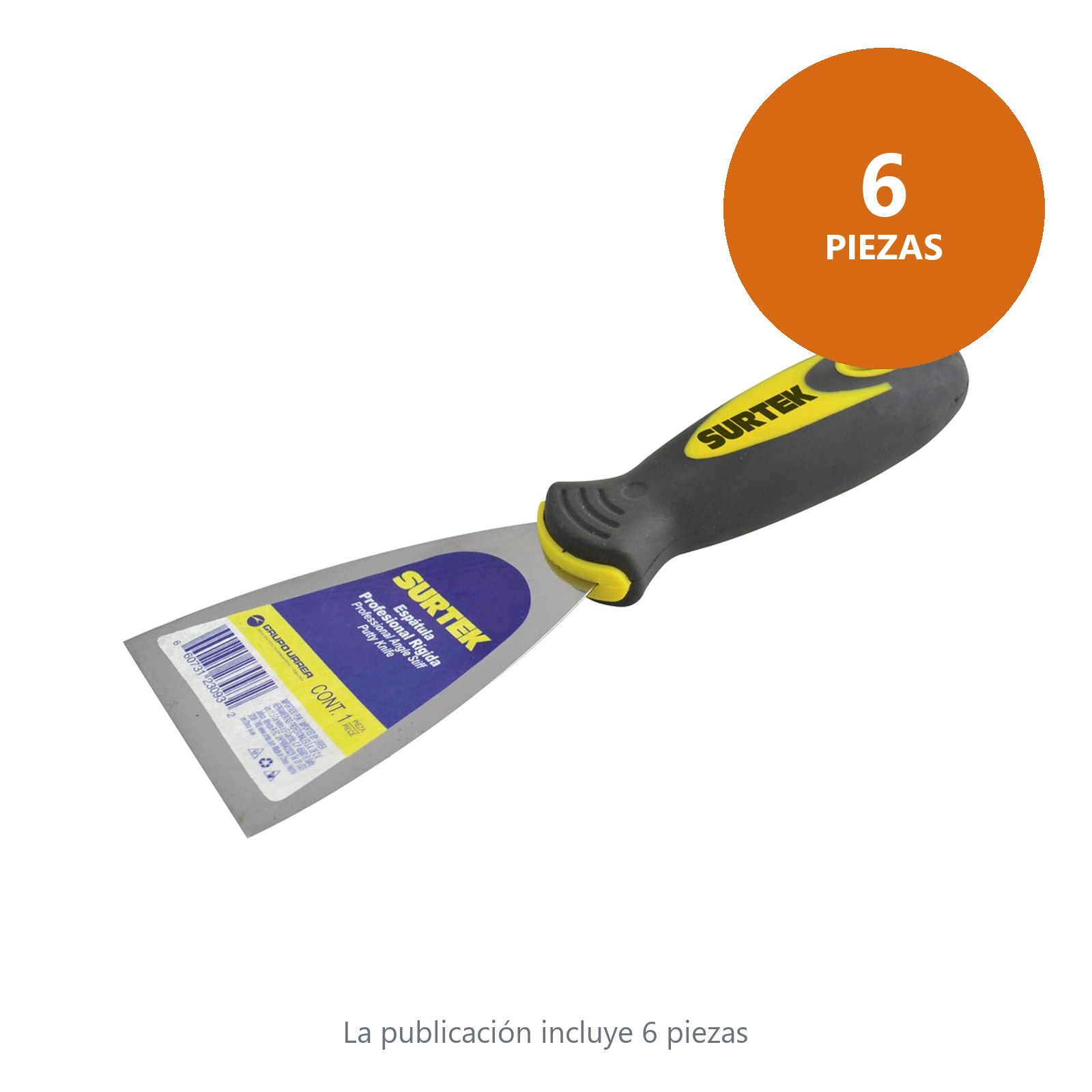 Espátula flexible de acero de alto carbón con mango bimaterial 6" Surtek - Imagen 4