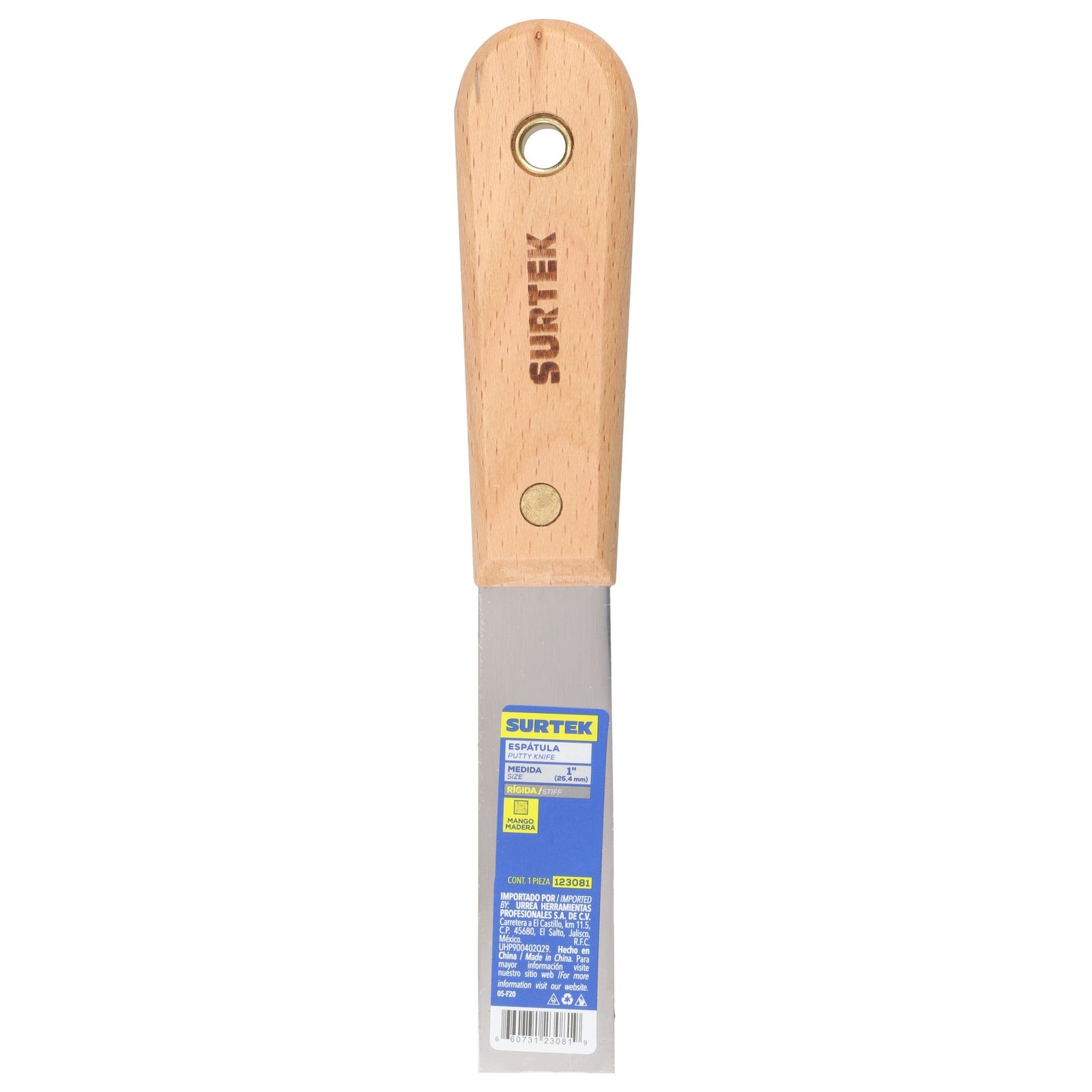 Espátula rígida de acero de alto carbón con mango de madera 1" Surtek - Imagen 2