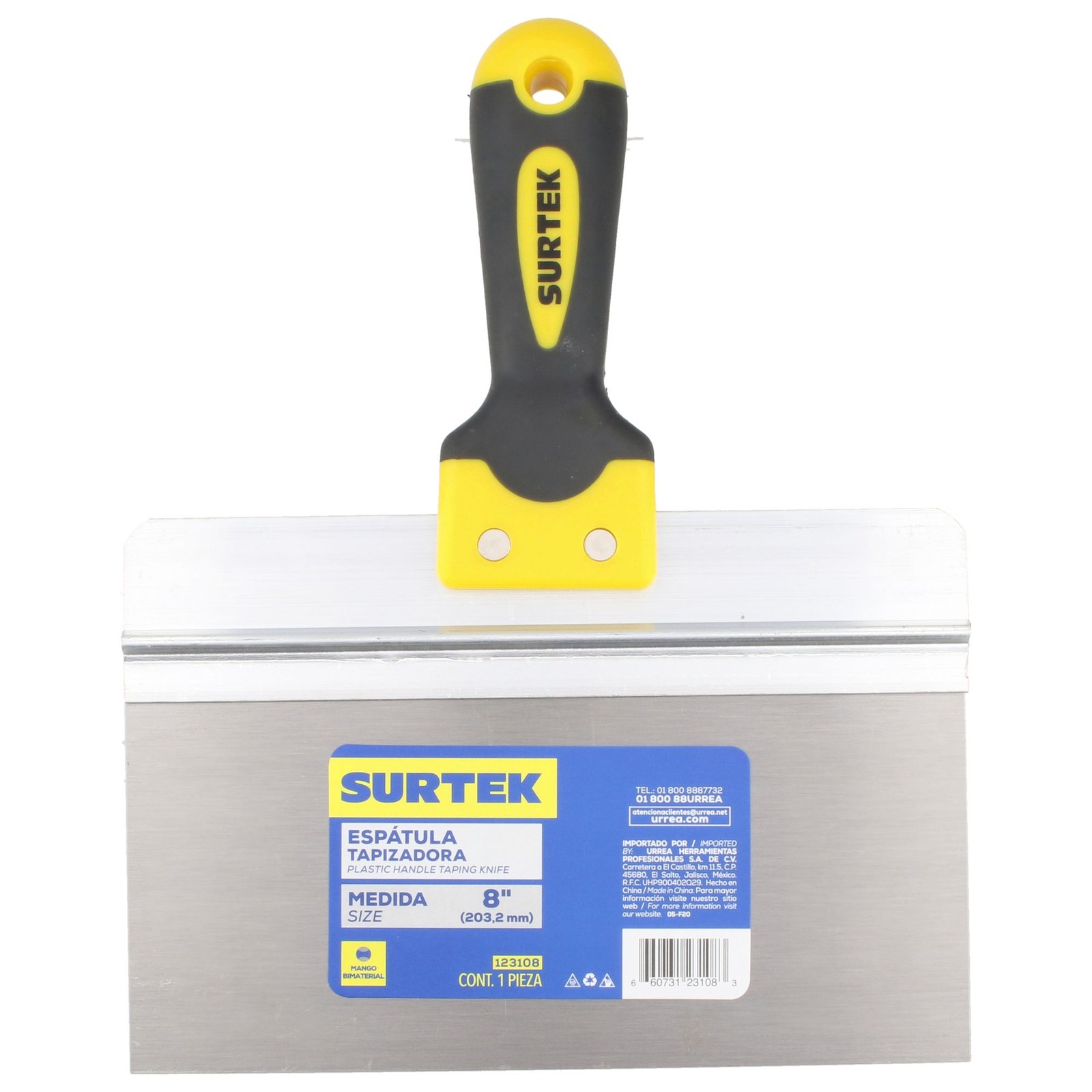 Espátula tapizadora de acero de alto carbón con mango bimaterial 8" Surtek - Imagen 2