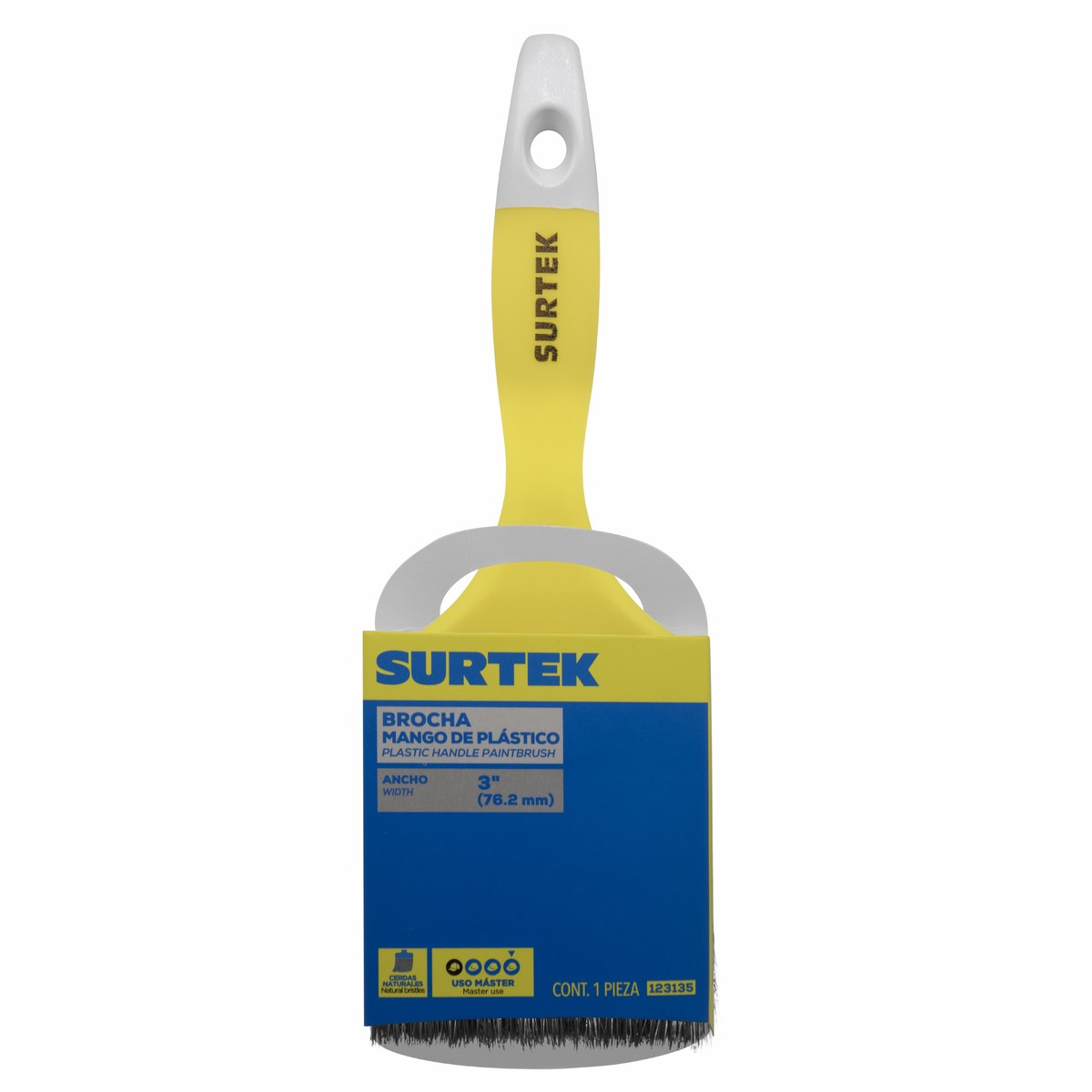 Brocha de cerdas naturales con mango plástico 3" Surtek - Imagen 2