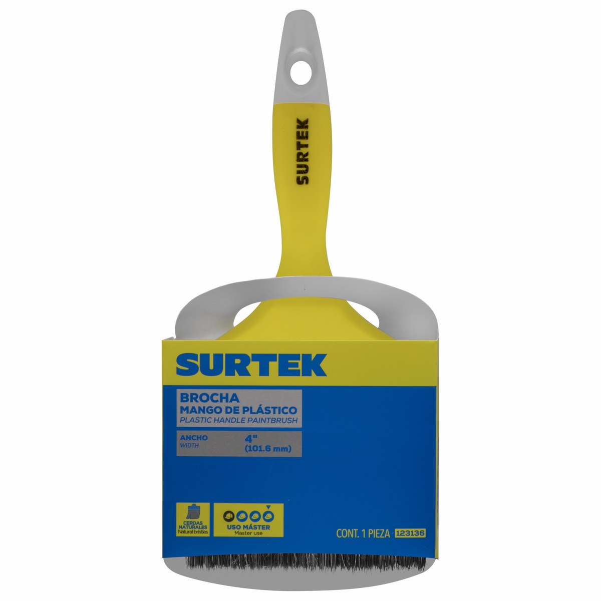Brocha de cerdas naturales con mango plástico 4" Surtek - Imagen 2