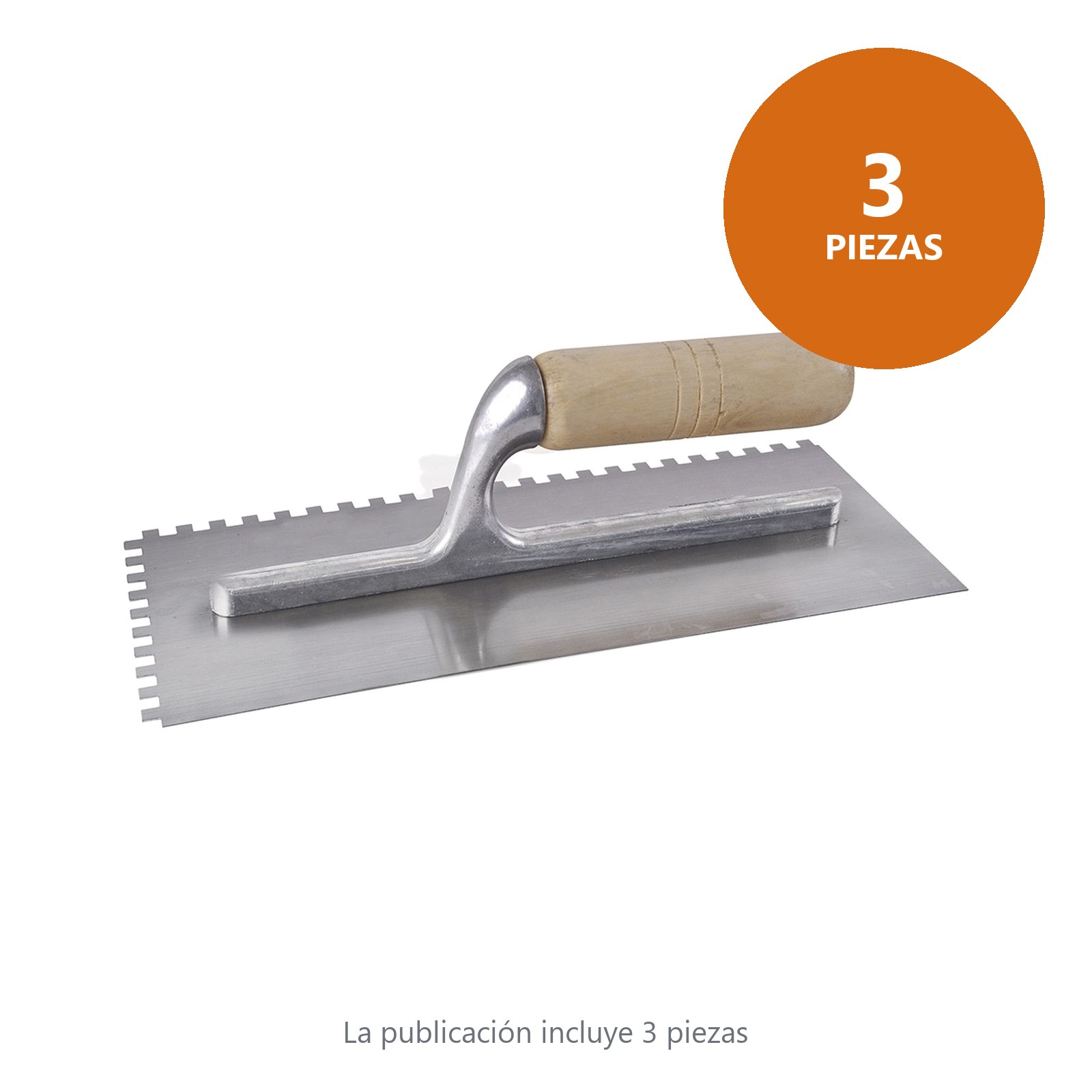 Llana dentada cuadrada de acero al alto carbón con mango de madera 10 remaches, 11" x 5" Surtek - Imagen 2