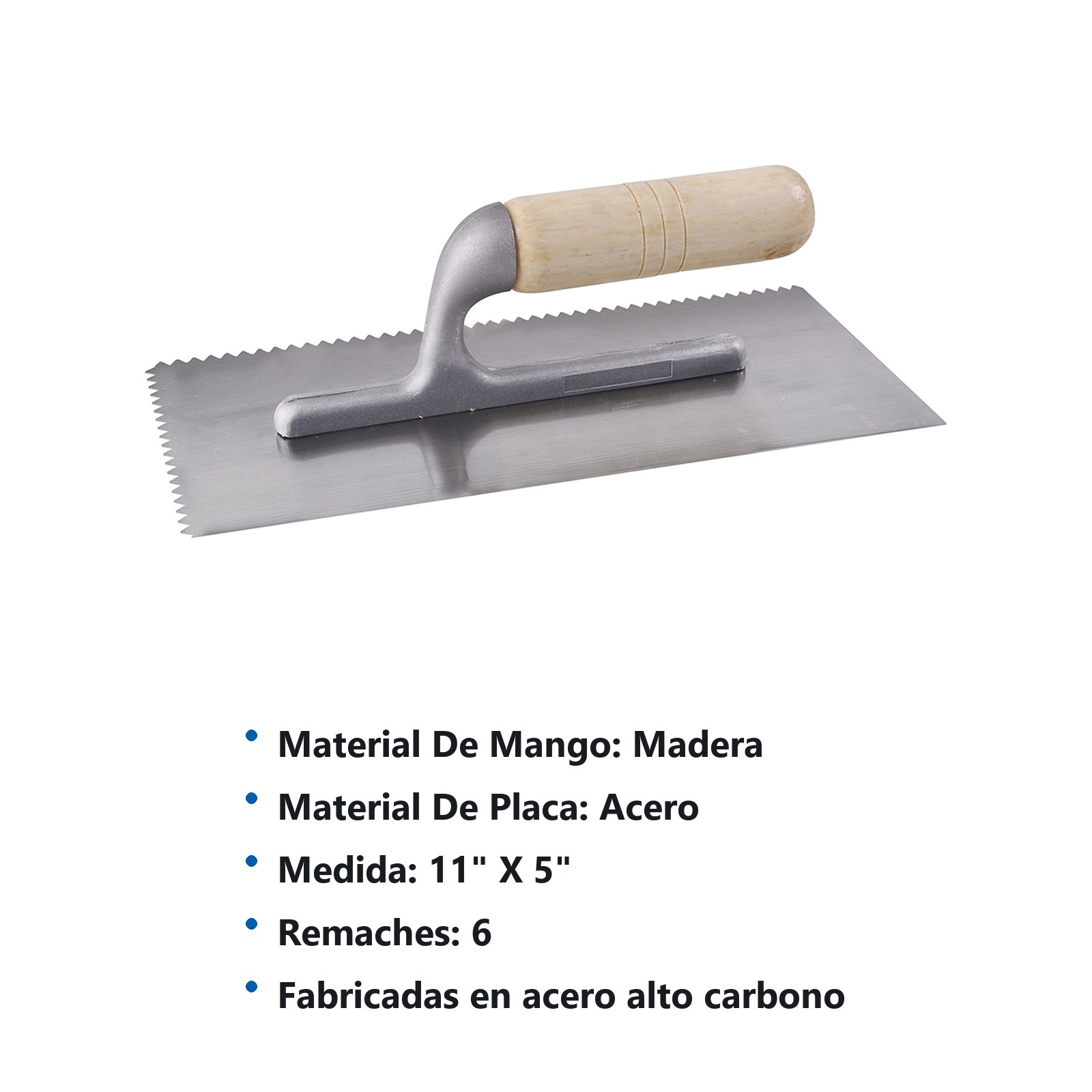 Llana dentada triangular de acero al alto carbón con mango de madera 6 remaches,  11" x 5" Surtek - Imagen 3