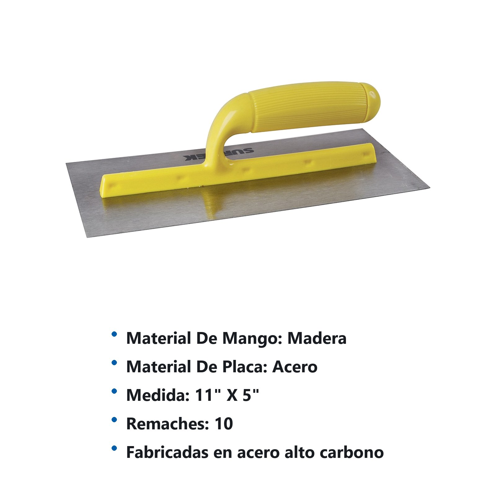 Llana lisa de acero al alto carbón con mango de plástico, 11" x 5" Surtek - Imagen 3
