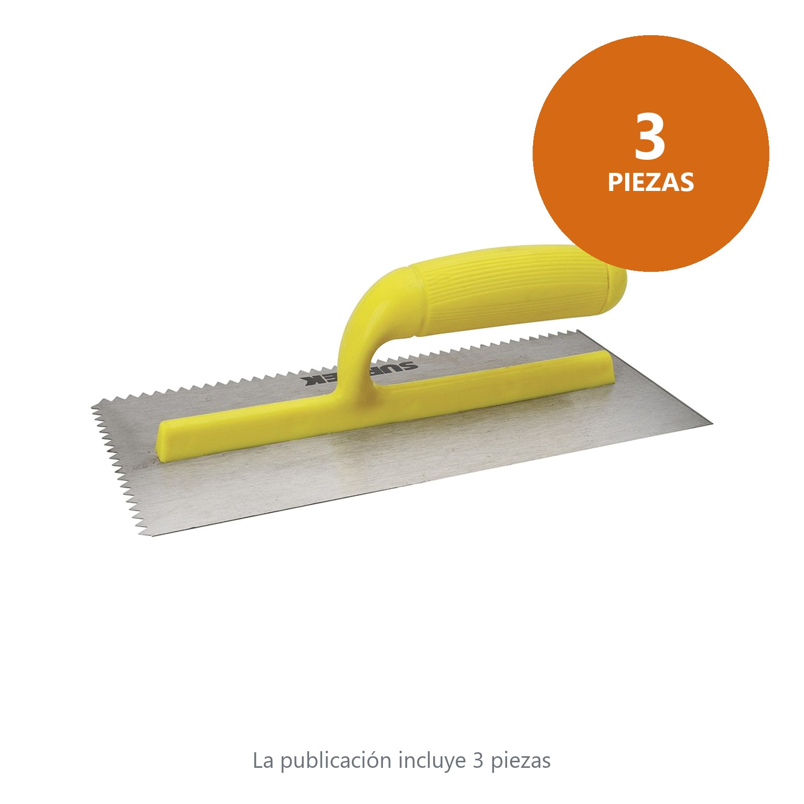 Llana dentada triangular de acero al alto carbón con mango de plástico, 11" x 5" Surtek - Imagen 2