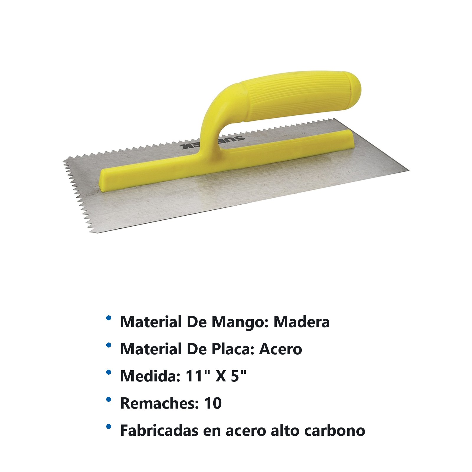 Llana dentada triangular de acero al alto carbón con mango de plástico, 11" x 5" Surtek - Imagen 3