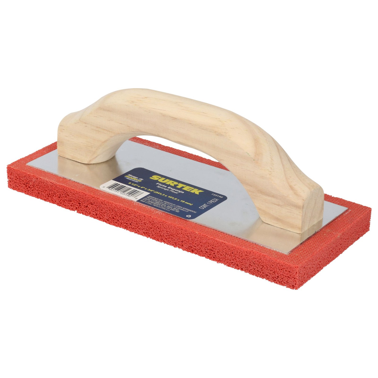 Flota de esponja acabado áspero con mango de madera 9-1/2" x 4" x 3/4" Surtek - Imagen 2