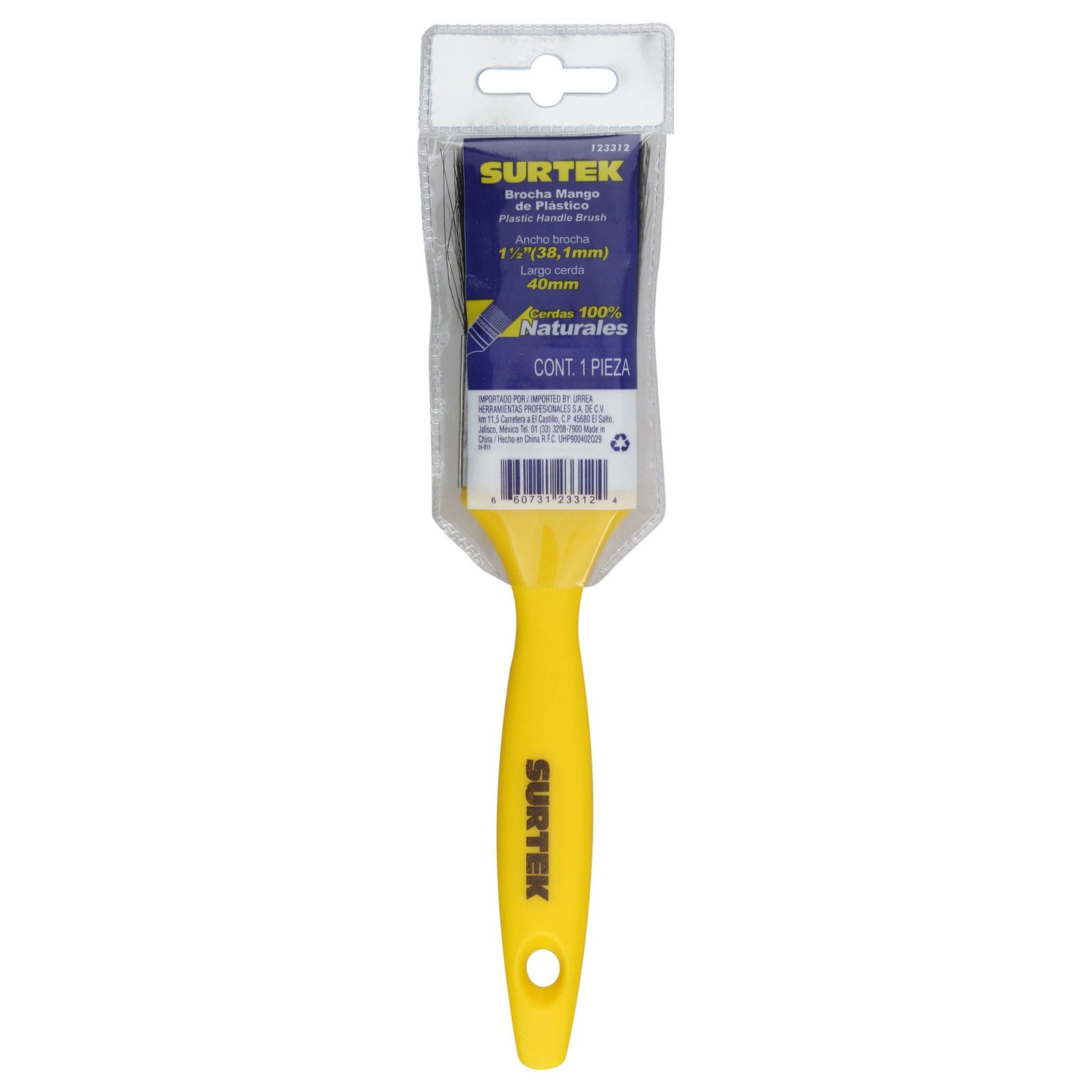Brocha de cerdas naturales con mango plástico 1-1/2" Surtek - Imagen 3