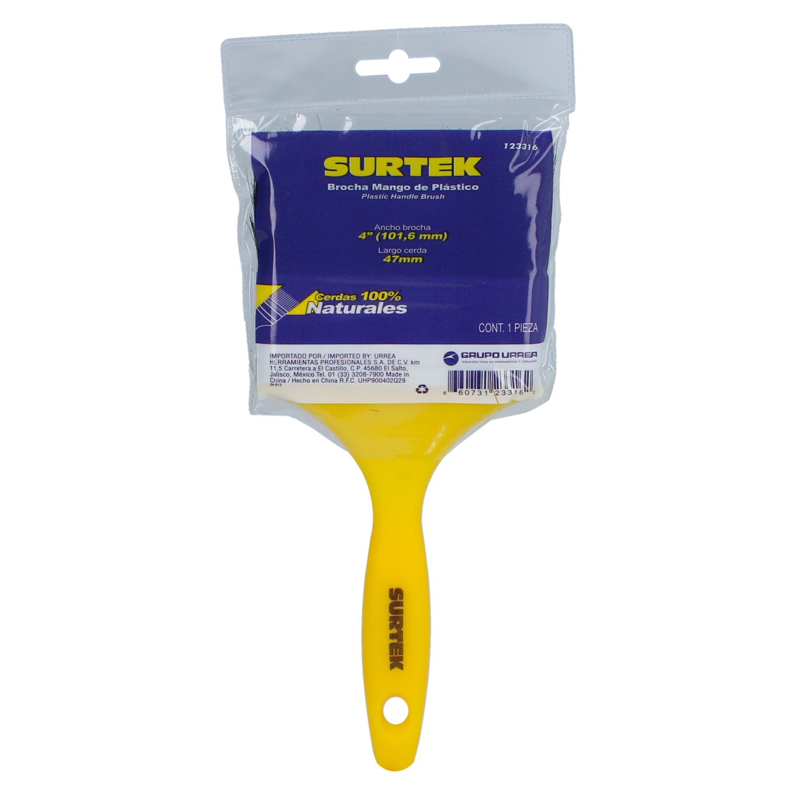Brocha de cerdas naturales con mango plástico 4" Surtek - Imagen 4