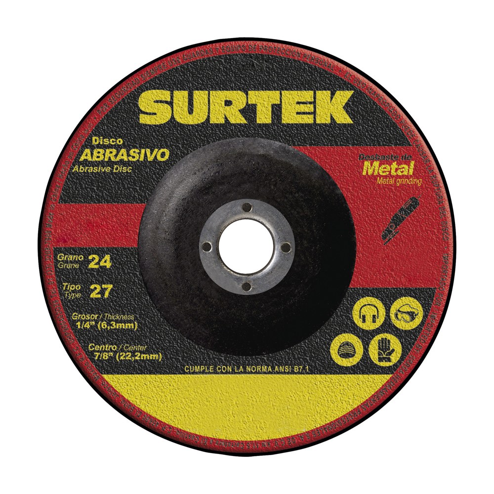 Disco abrasivo tipo 27 para metal 9" x 1/4" Surtek