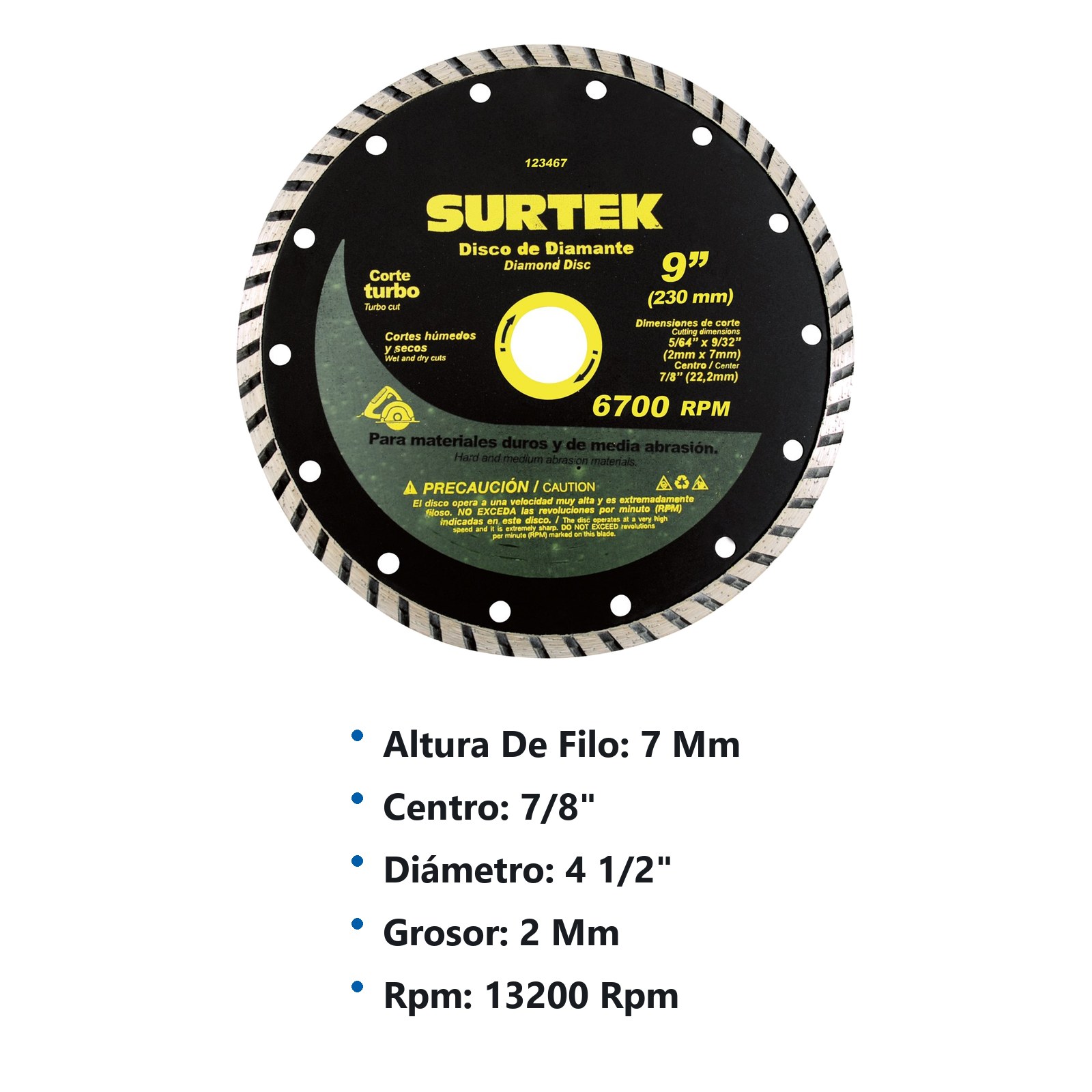 Disco de diamante turbo 4-1/2" Surtek - Imagen 2