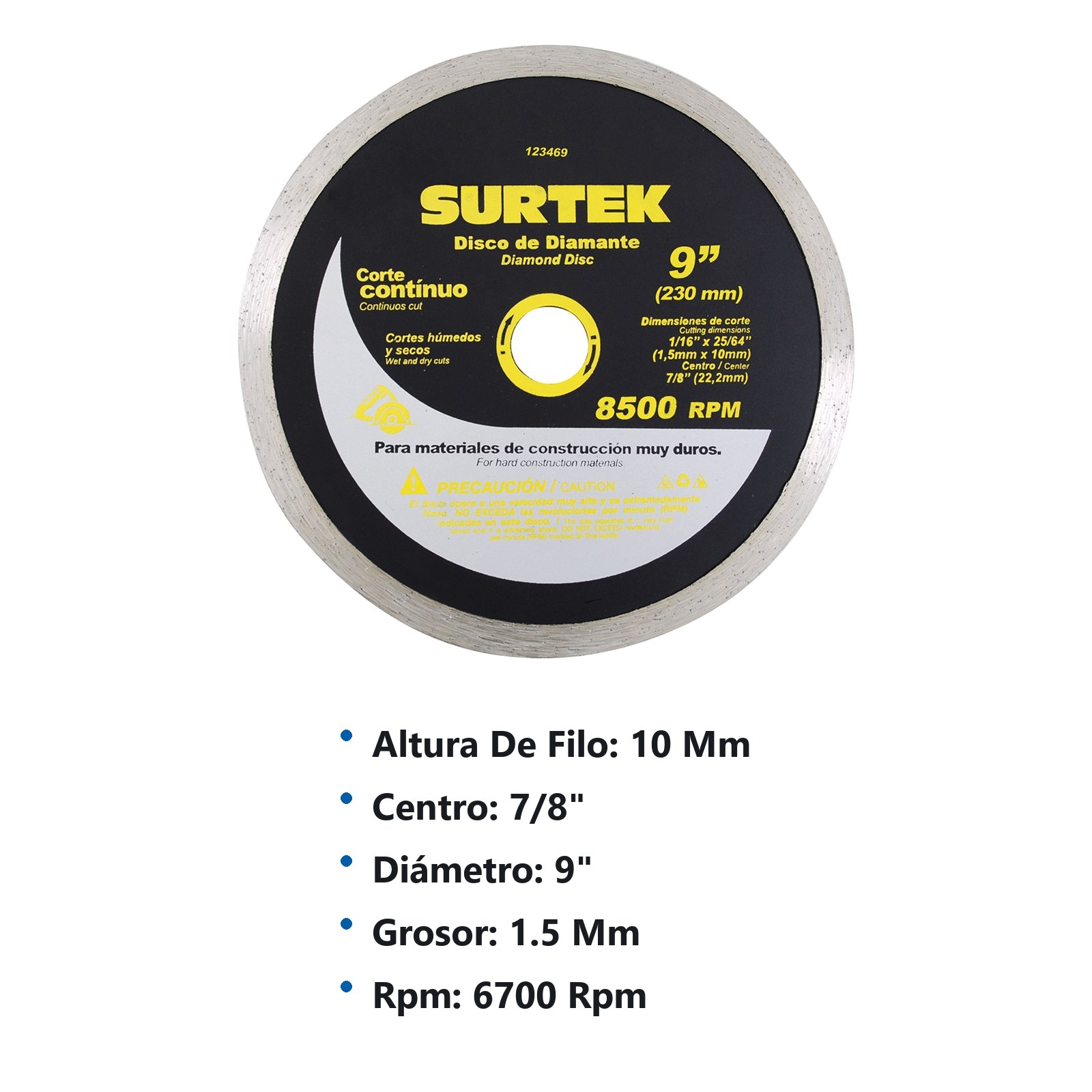 Disco de diamante continuo, 9" Surtek - Imagen 2