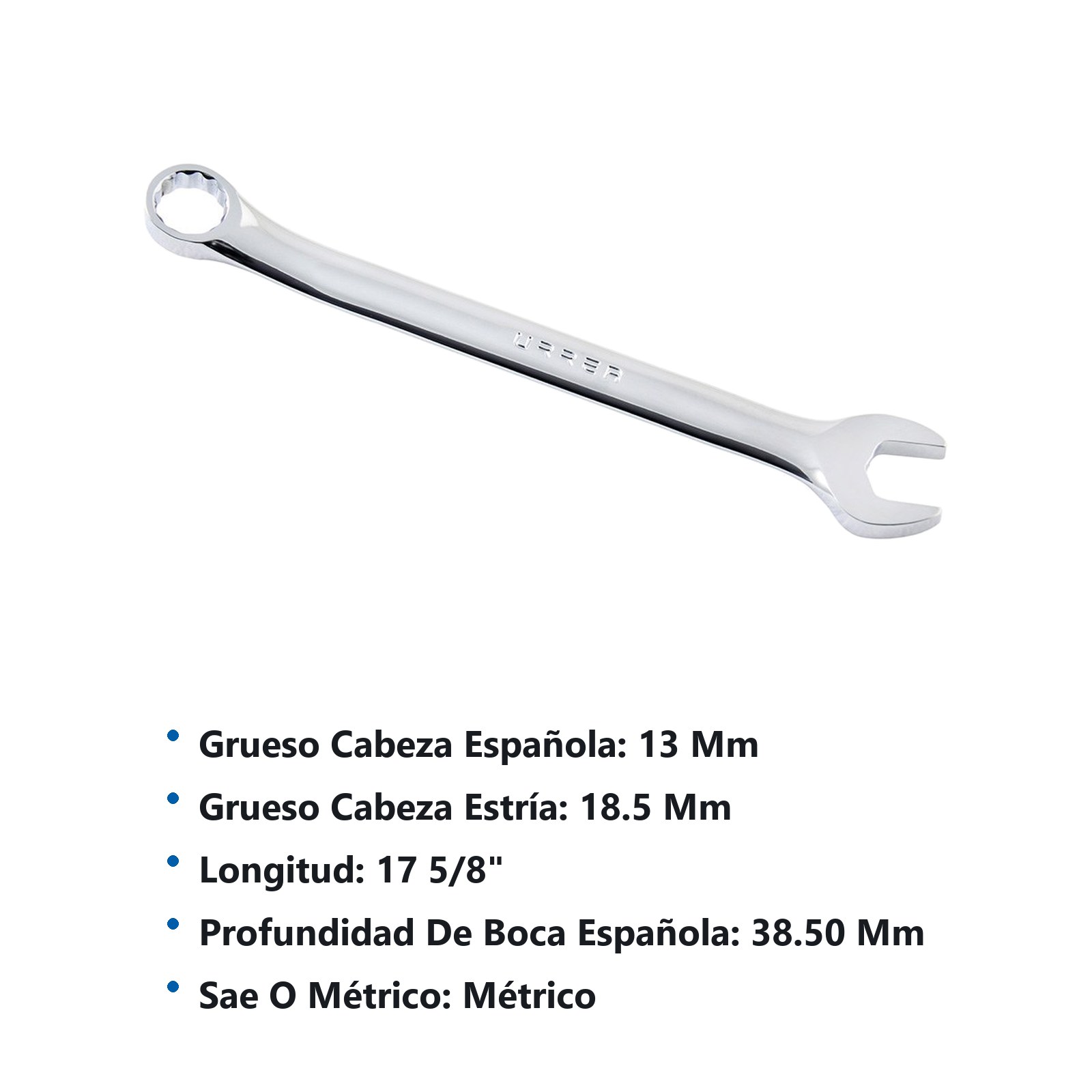 Llave combinada pulido espejo métrica, 12 puntas, 37 mm Urrea - Imagen 2