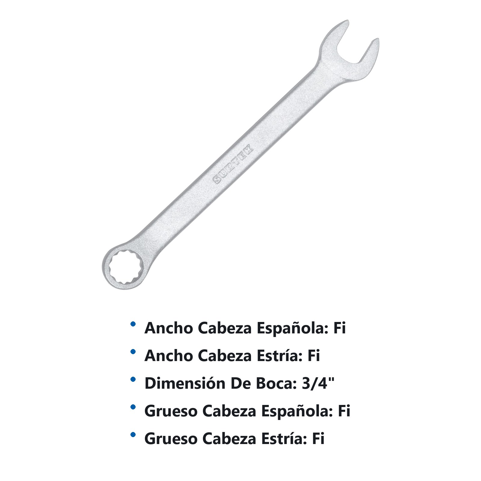 Llave combinada satinada en pulgadas, 12 puntas, 3/4" Surtek - Imagen 3
