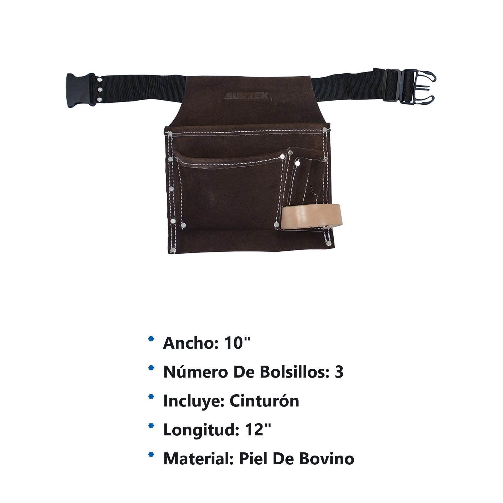 Portaherramientas de carnaza con cinturón, 3 bolsillos Surtek - Imagen 3