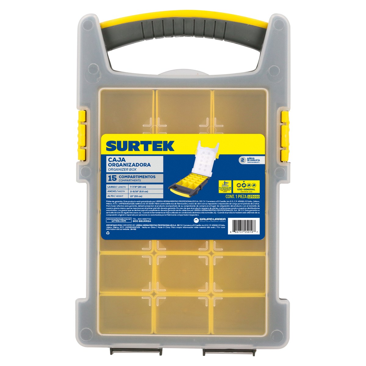 Caja organizadora plástica 8" x 13" x 2" Surtek - Imagen 3