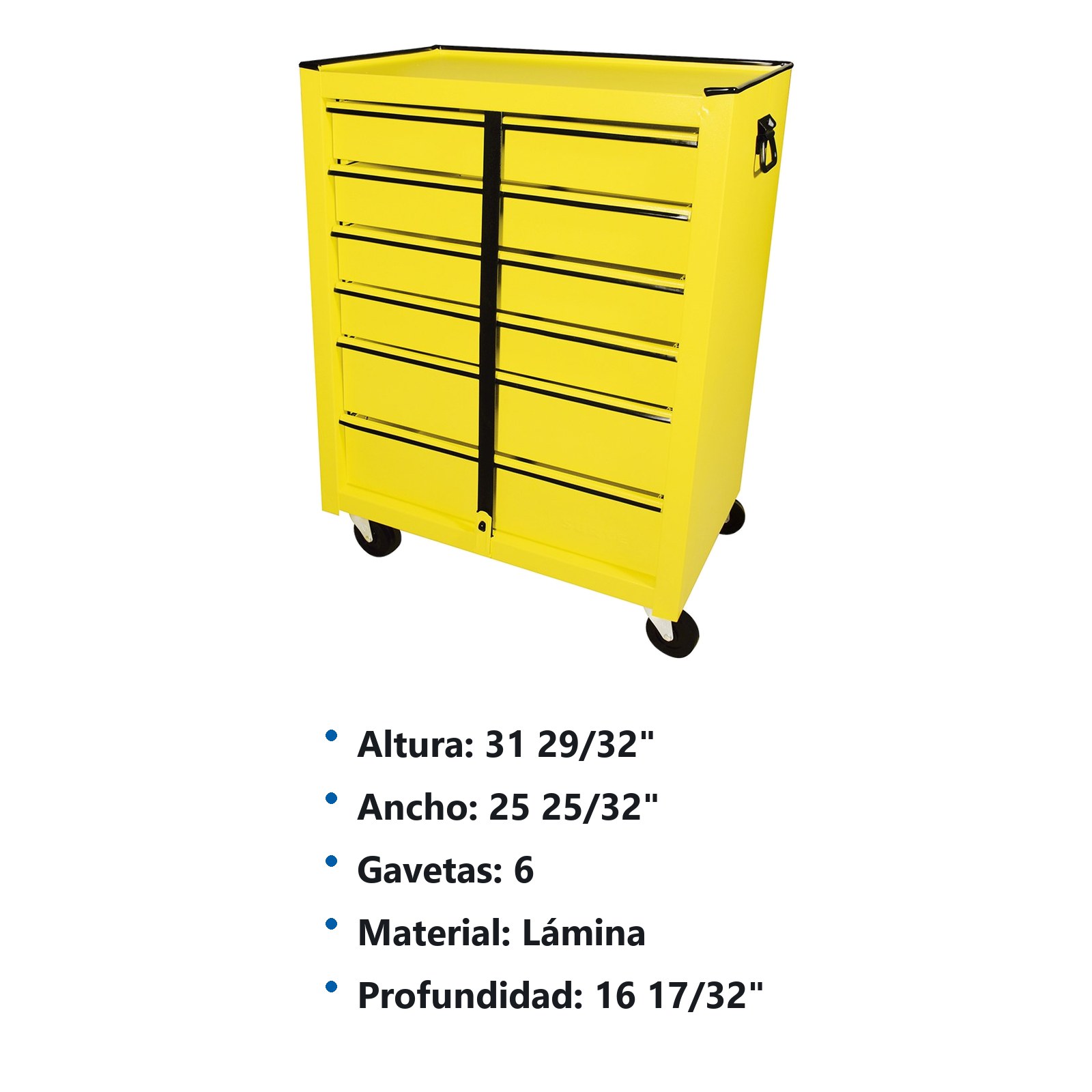 Gabinete móvil con 6 gavetas color amarillo 25" Surtek - Imagen 3