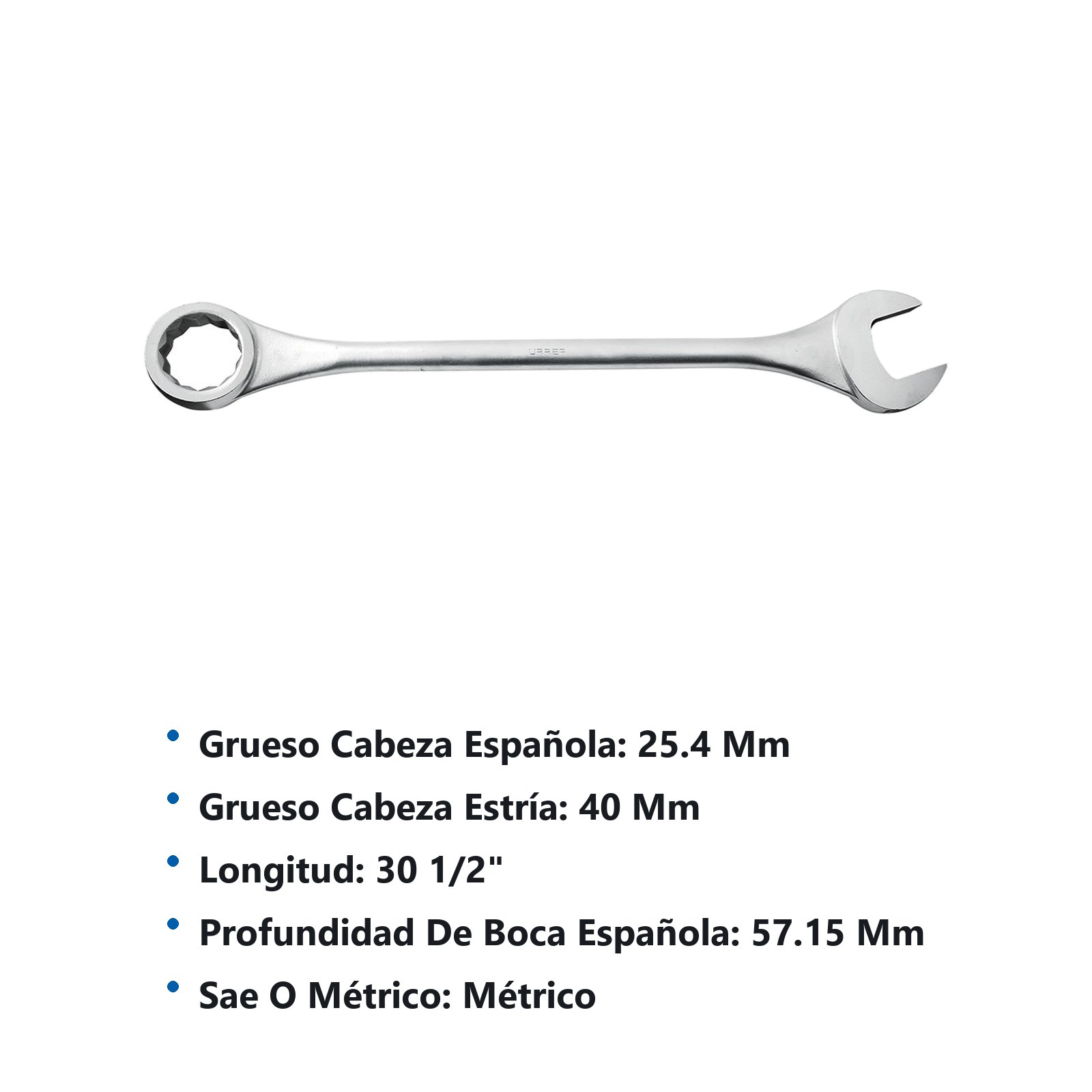 Llave combinada jumbo satinada métrica, 12 puntas, 55 mm Urrea - Imagen 2