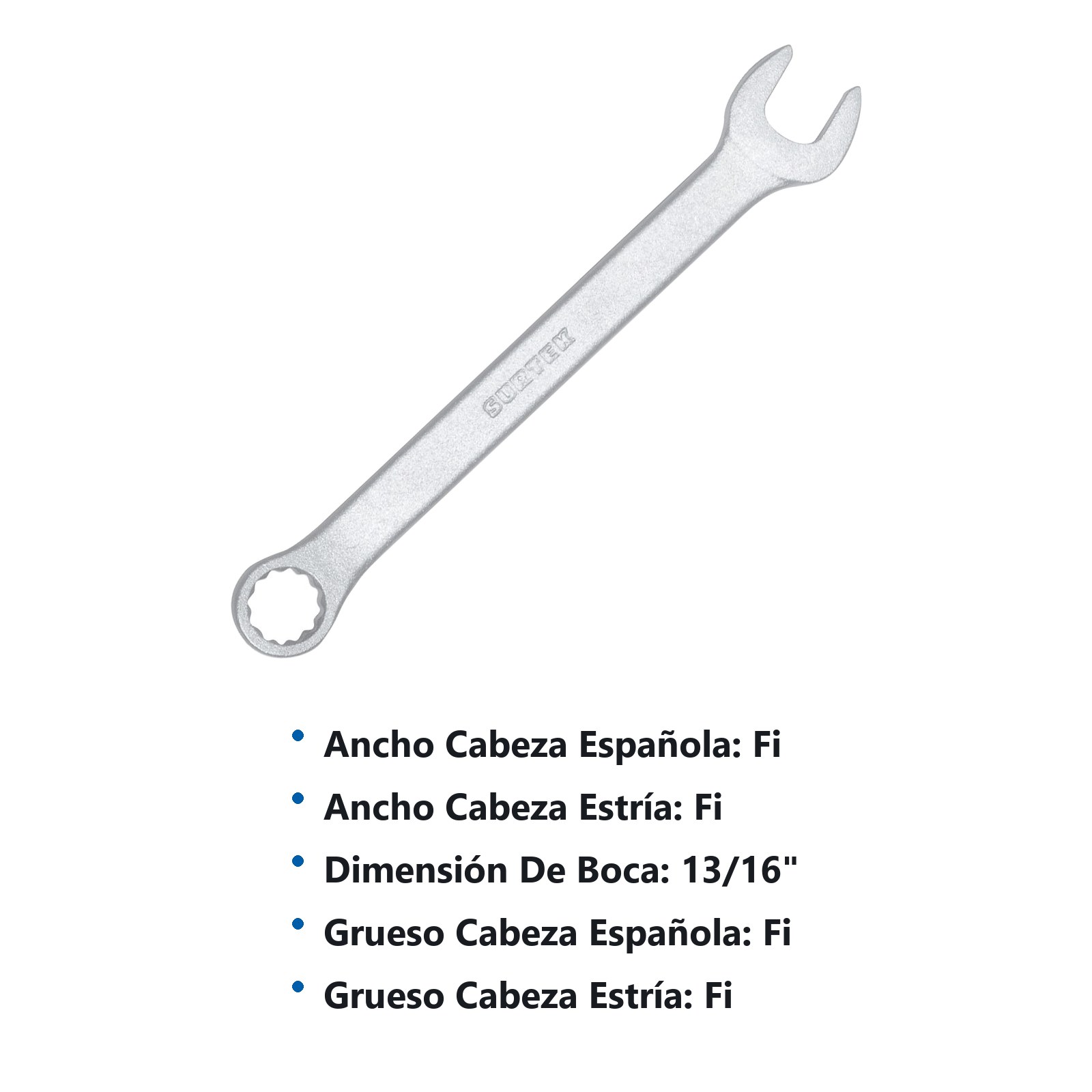 Llave combinada satinada en pulgadas, 12 puntas, 13/16" Surtek - Imagen 3