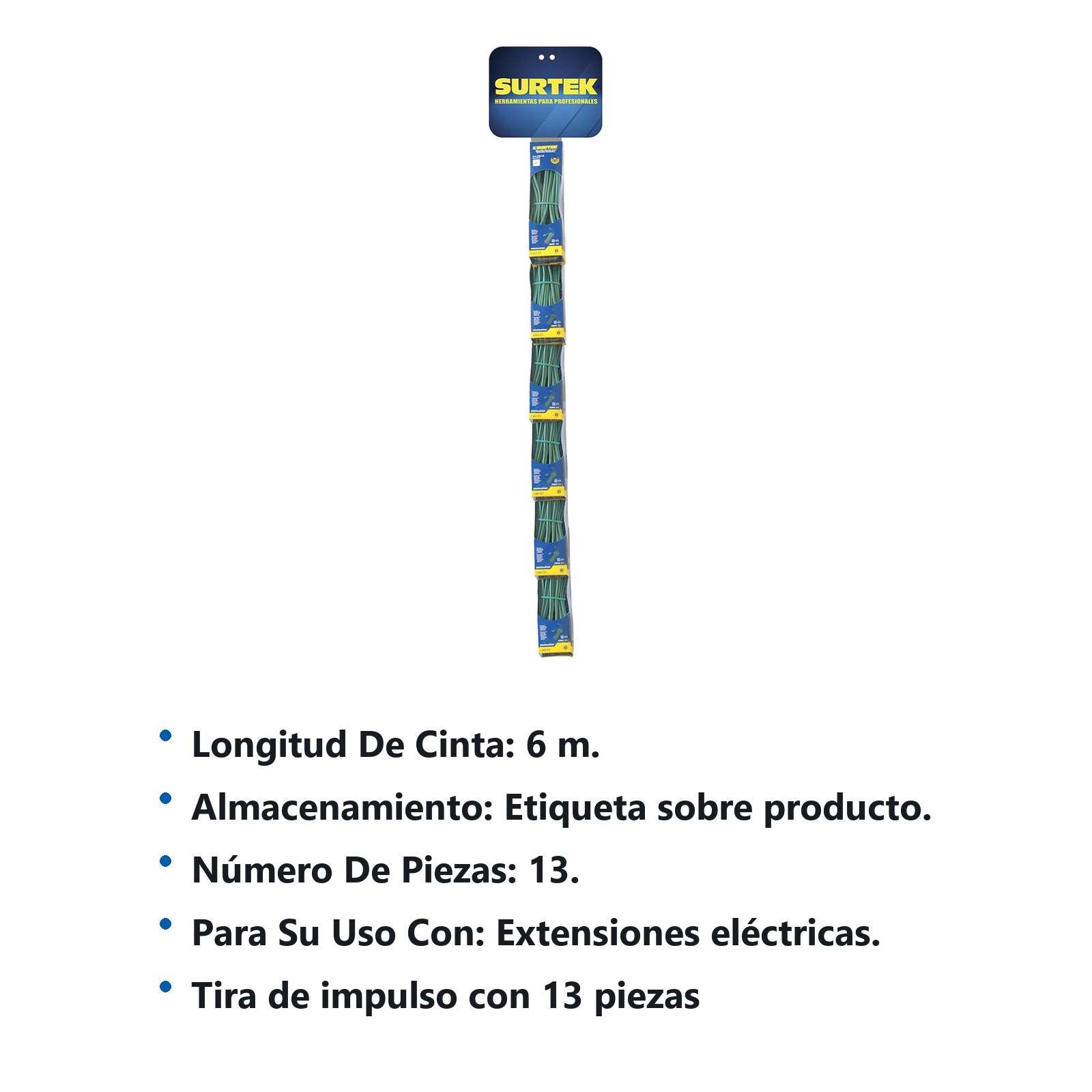 Tira de impulso con extensiones eléctricas de 6 m, 13 piezas Surtek - Imagen 2