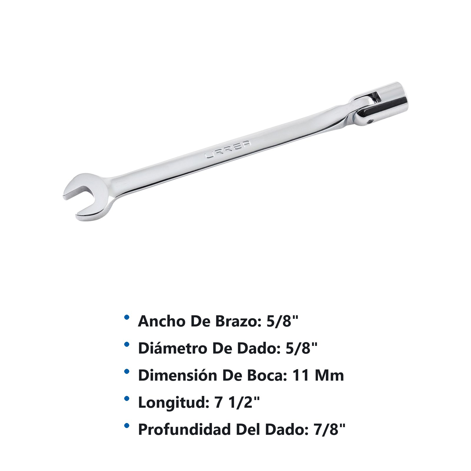 Llave combinada flexible pulido espejo métrica, 12 puntas, 11 mm Urrea - Imagen 3