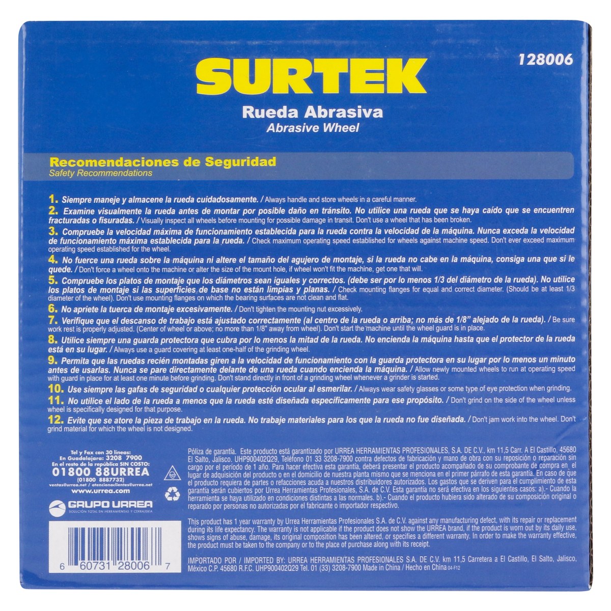 Rueda abrasiva de óxido de aluminio grano 36, 6" x 1" Surtek - Imagen 4