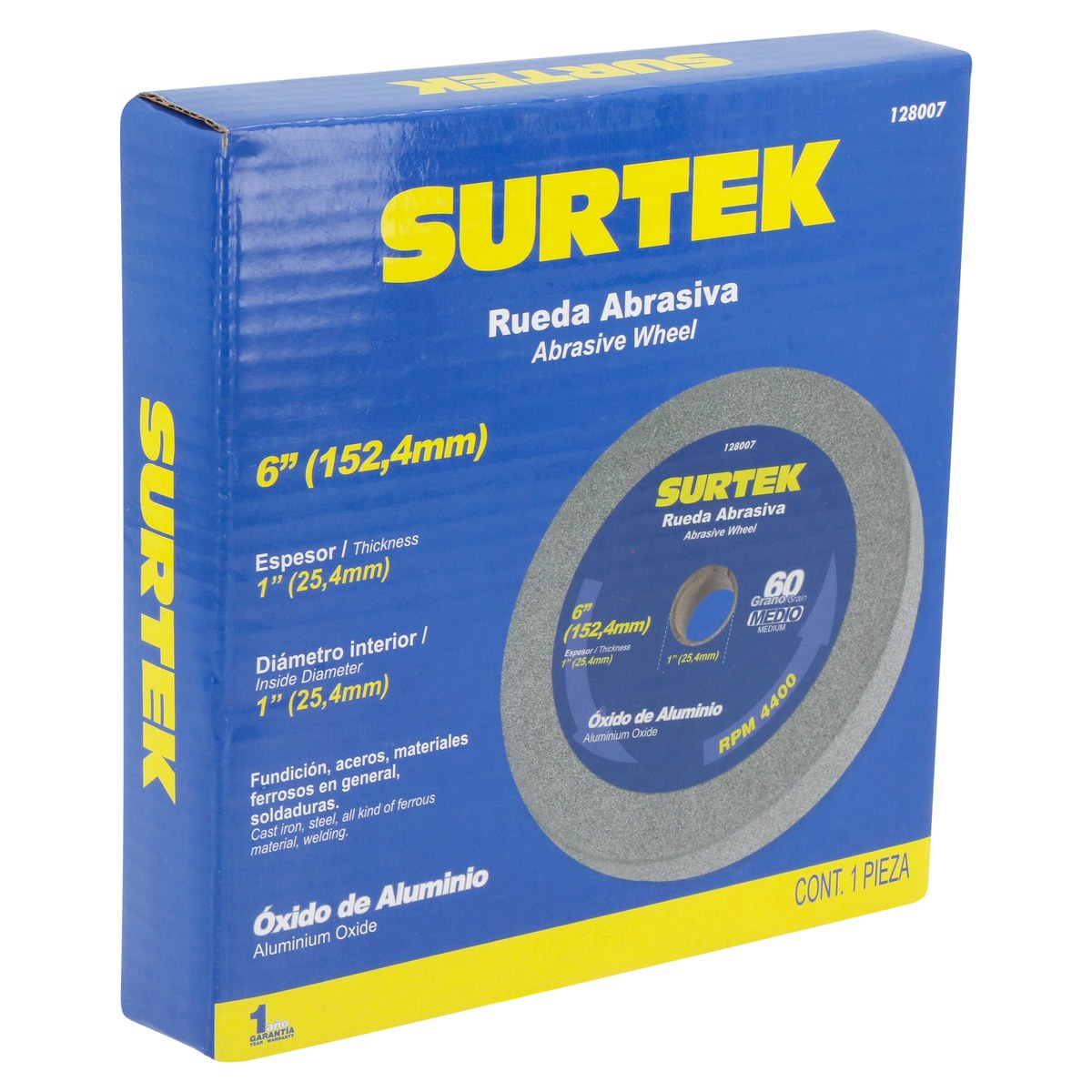 Rueda abrasiva de óxido de aluminio grano 60, 6" x 1" Surtek - Imagen 2