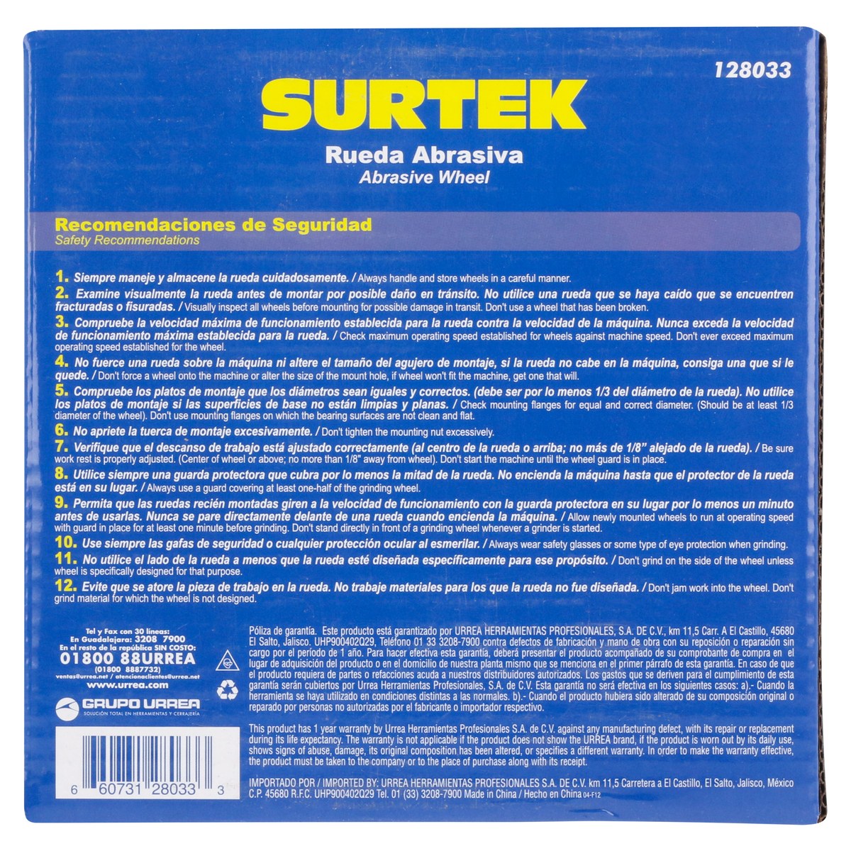 Rueda abrasiva de carburo de silicio verde grano 80, 6" x 1" Surtek - Imagen 3