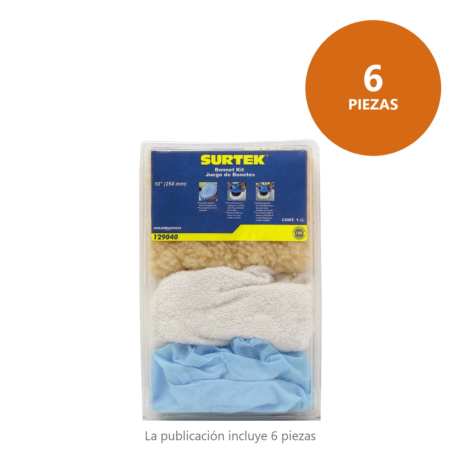 Juego de bonetes para pulidora 10", 7 piezas Surtek - Imagen 3