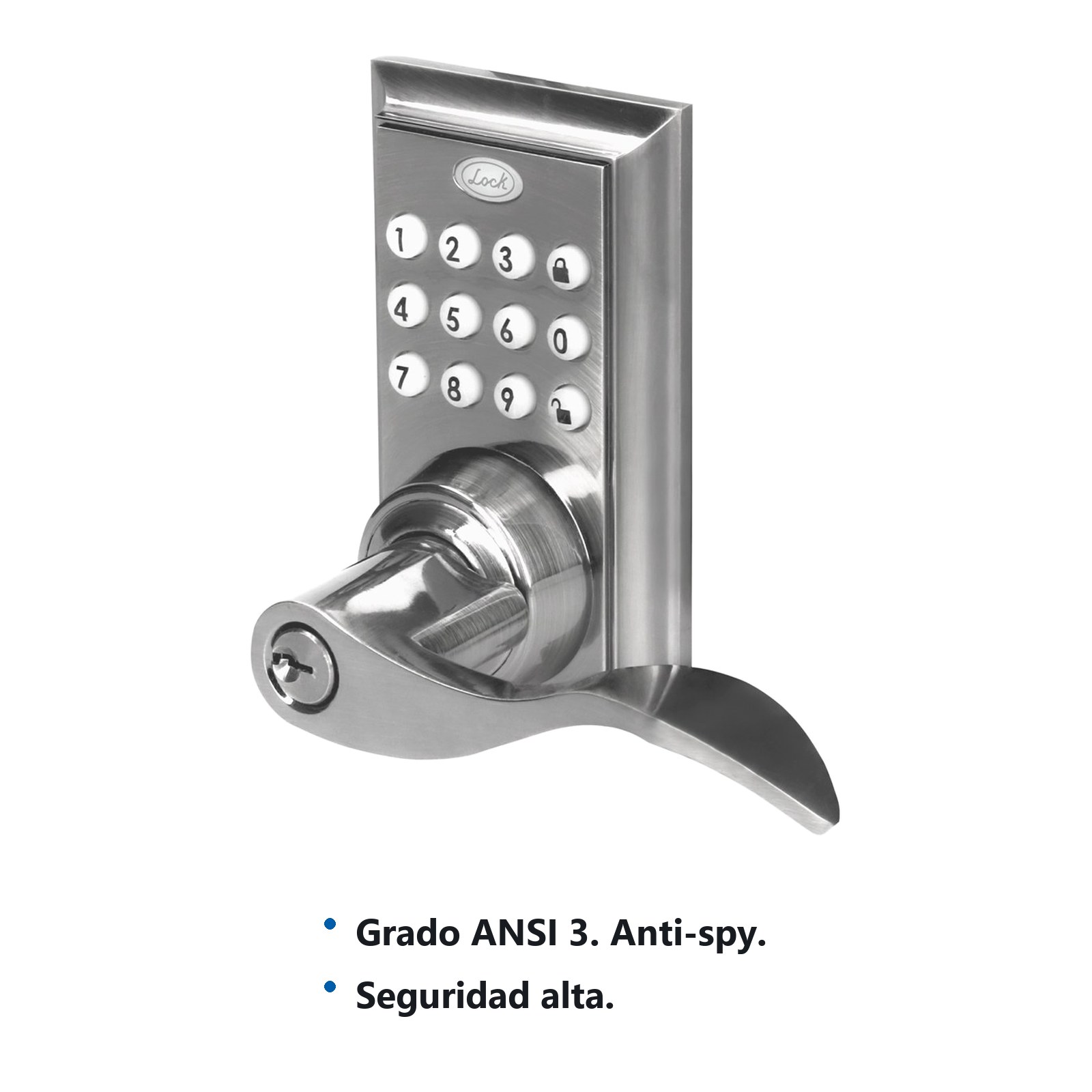 Cerradura digital tipo botón con manija, llave estándar Lock - Imagen 2