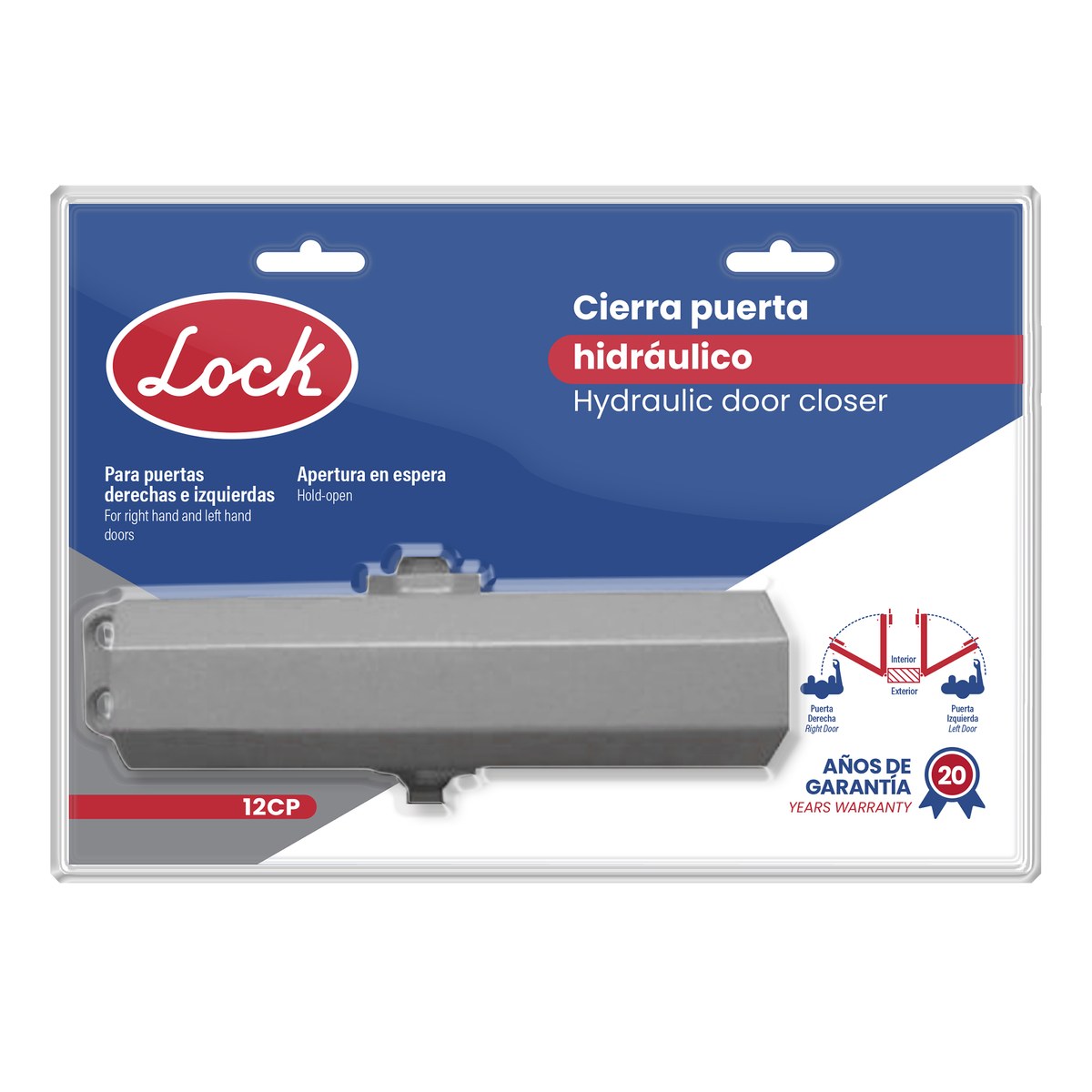 Cierrapuertas hidráulico con capacidad de 30-45 Kg, 180° apertura en espera Lock - Imagen 2
