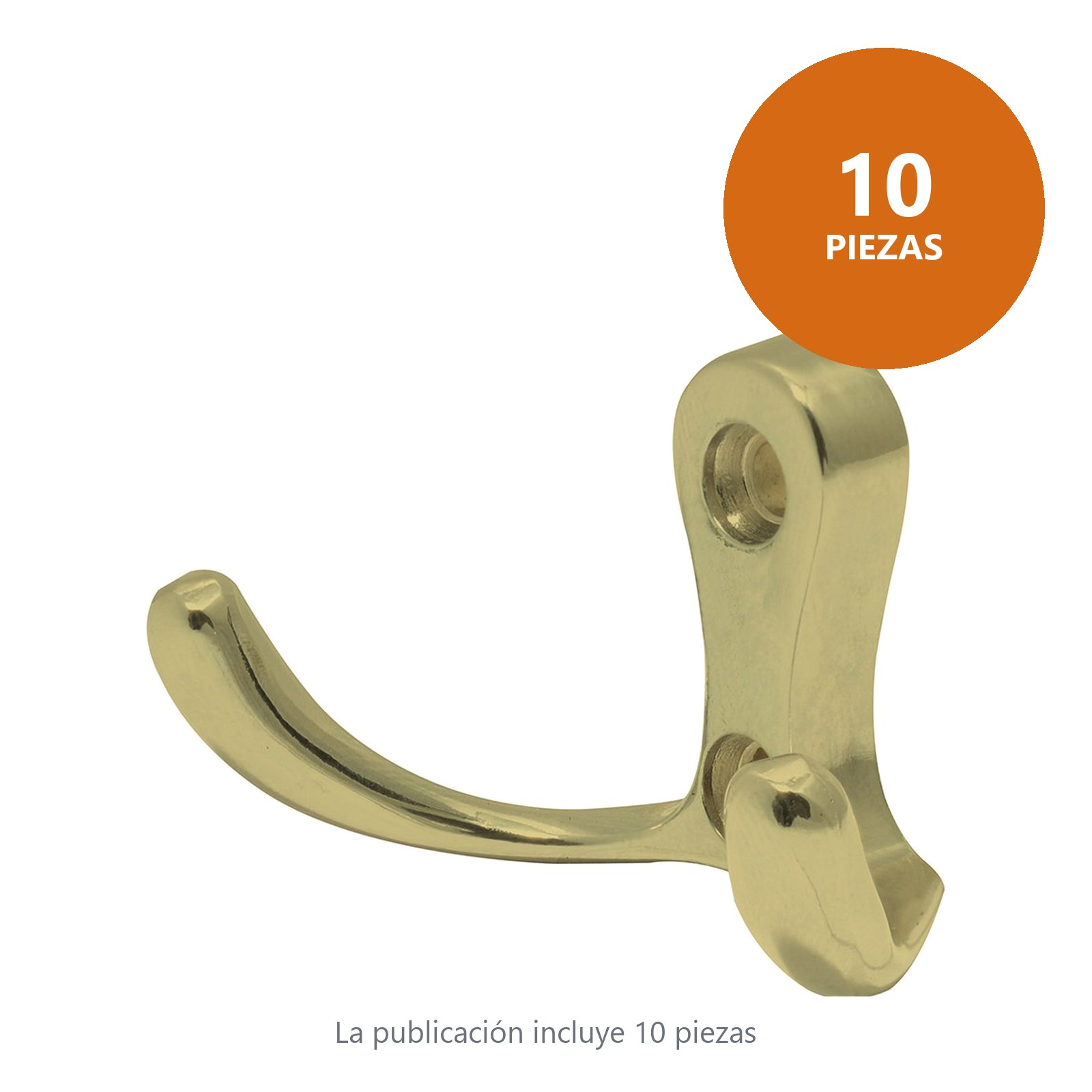 Gancho perchero doble, latón brillante Lock - Imagen 2
