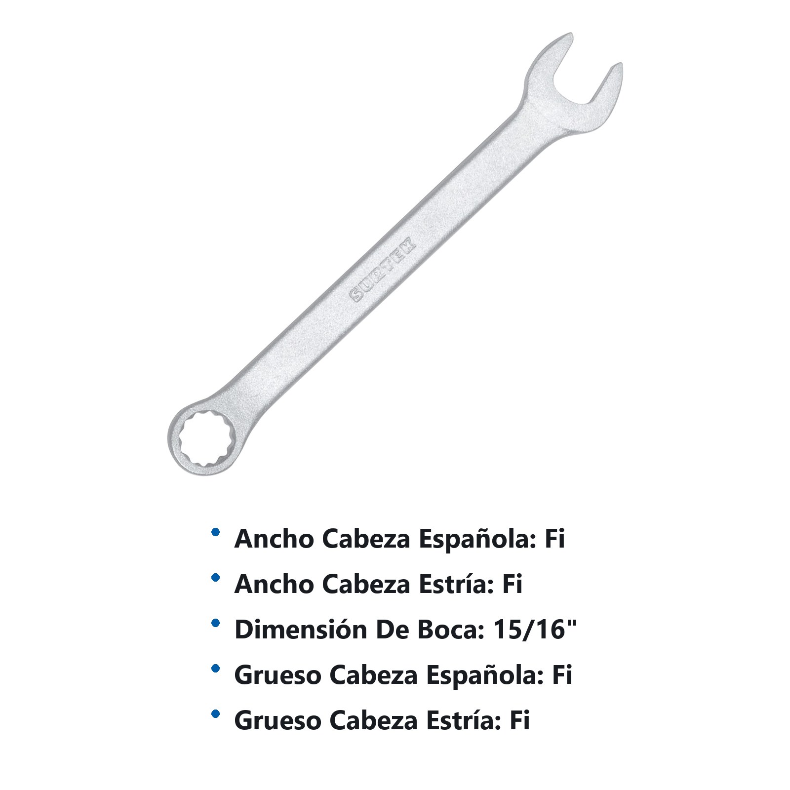 Llave combinada satinada en pulgadas, 12 puntas, 15/16" Surtek - Imagen 3