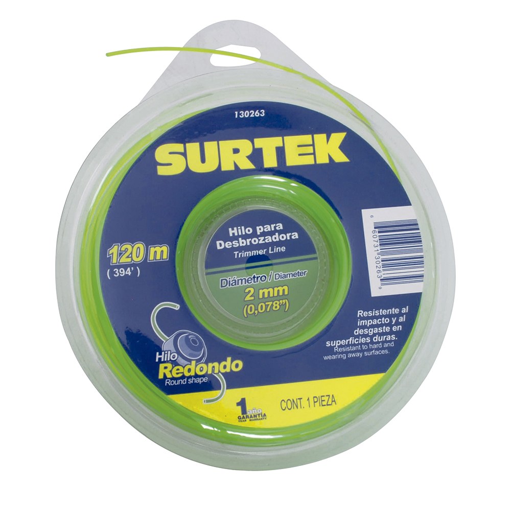 Nailon redondo para desbrozadora doble blíster, 2 mm x 120 m Surtek