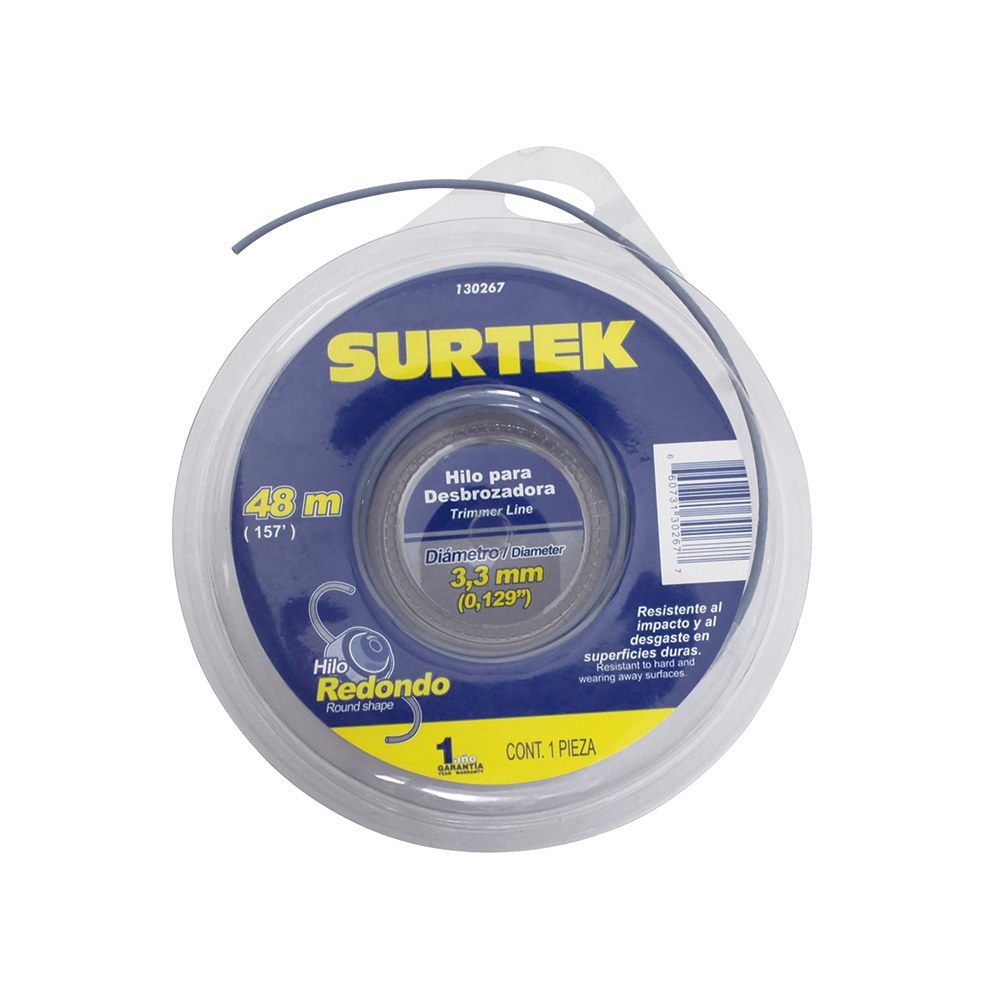 Nailon redondo para desbrozadora doble blíster, 3.3 mm x 48 m Surtek