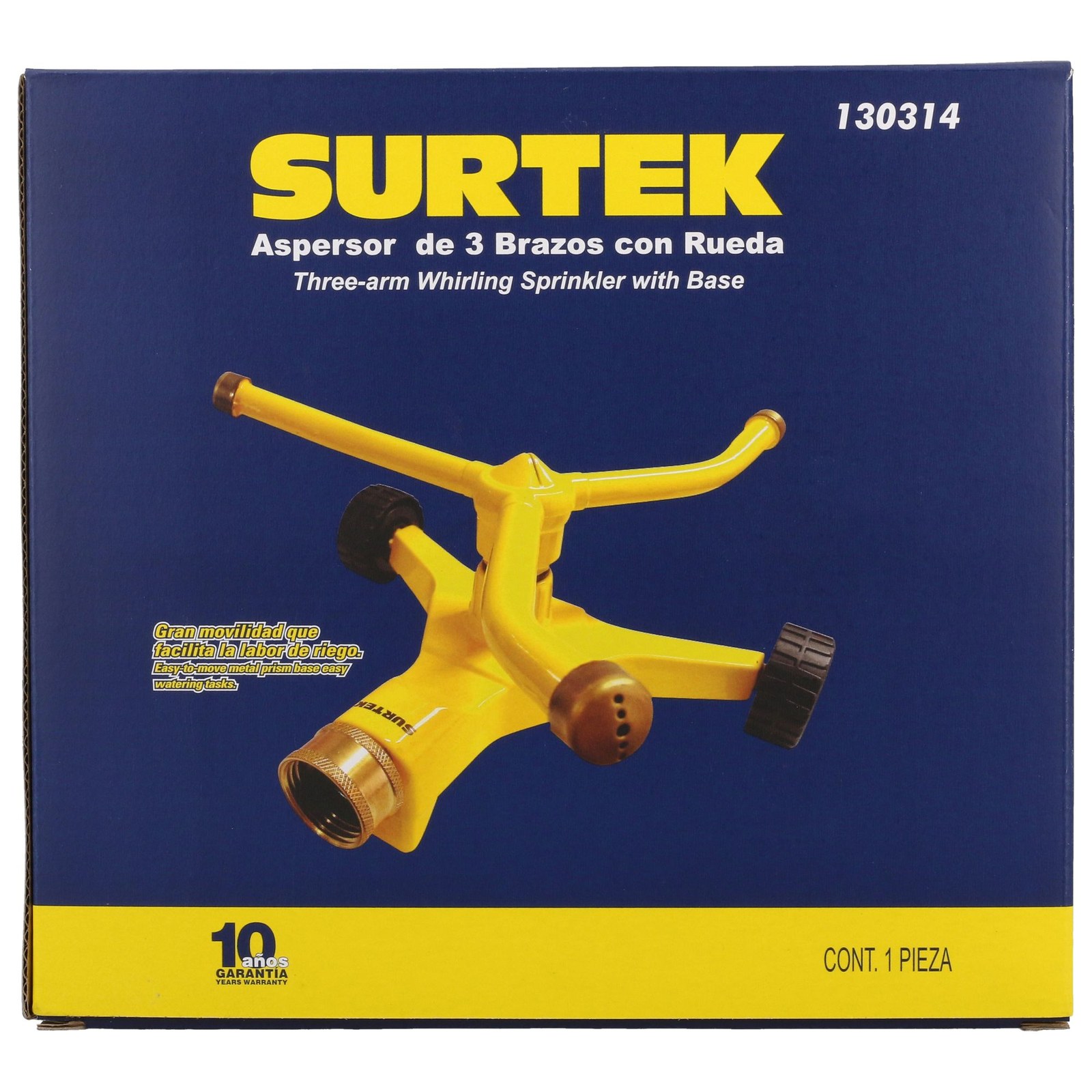Aspersor estacionario con base metálica de 3 brazos con ruedas, 3/4" GHT Surtek - Imagen 4