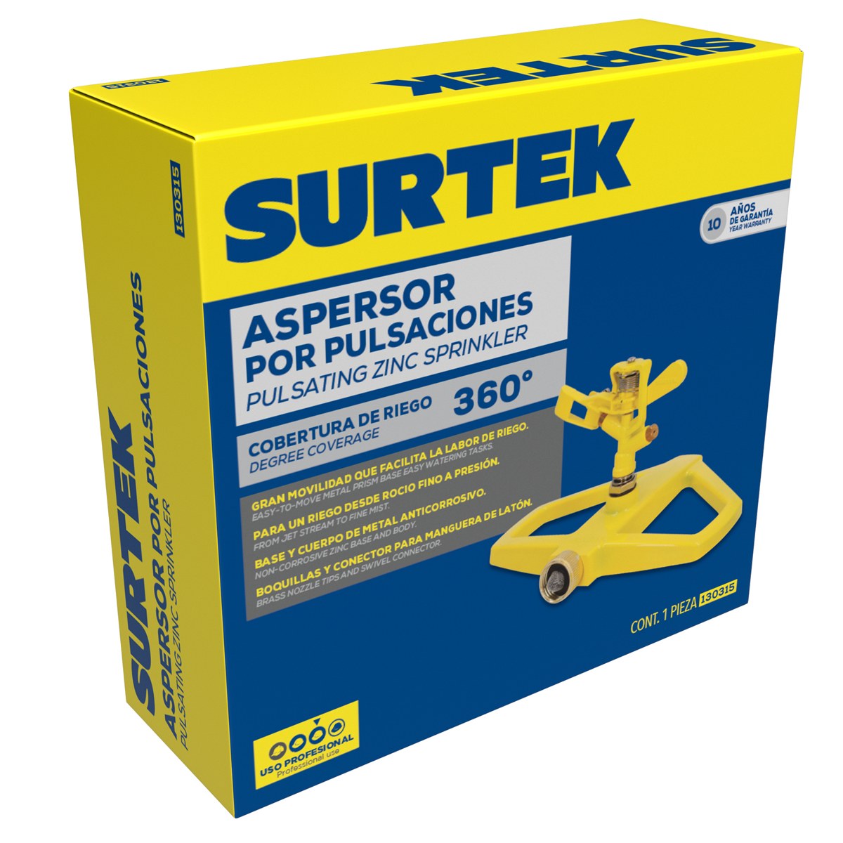 Aspersor estacionario con base metálica regulada por pulsación, 3/4" GHT Surtek - Imagen 3