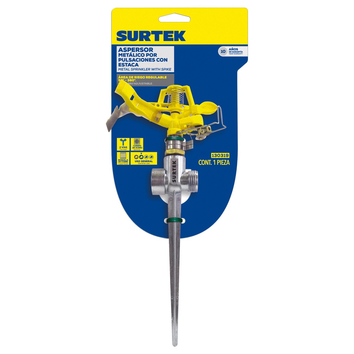 Aspersor metálico regulable por pulsación 3/4" GHT 2 vías Surtek - Imagen 2