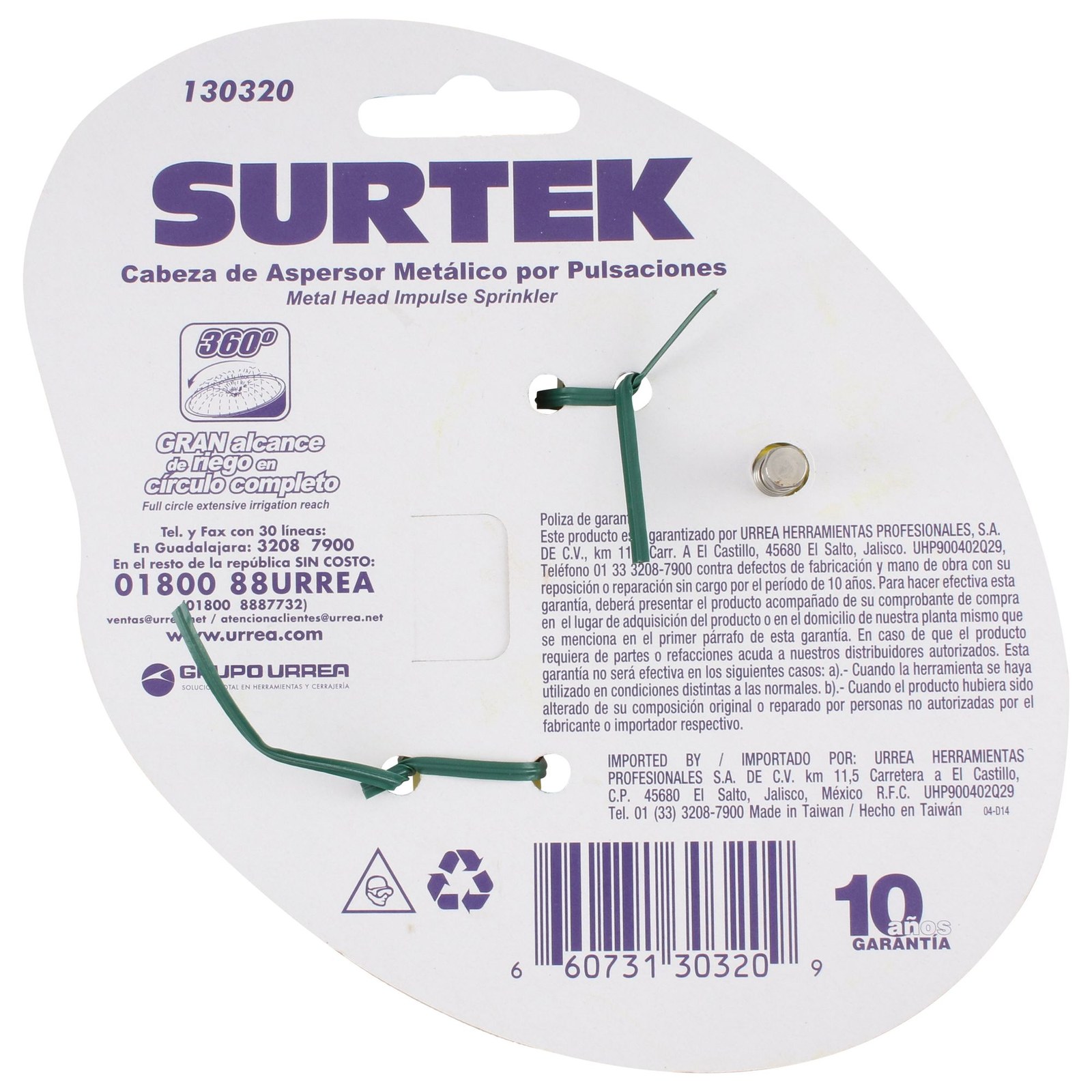 Aspersor metálico regulable por pulsación 3/4" GHT Surtek - Imagen 4