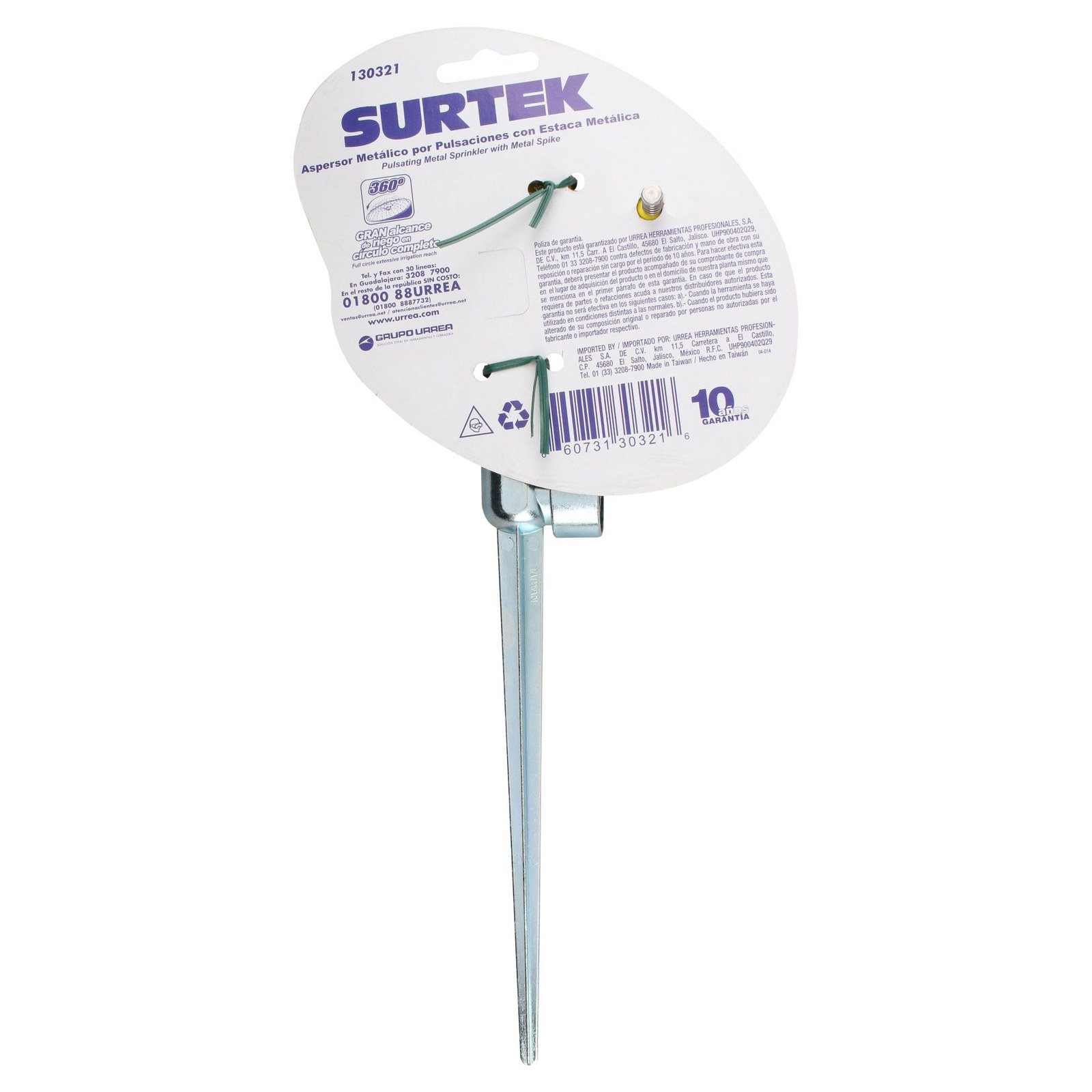 Aspersor metálico regulable por pulsación 3/4" GHT 1 vía Surtek - Imagen 3
