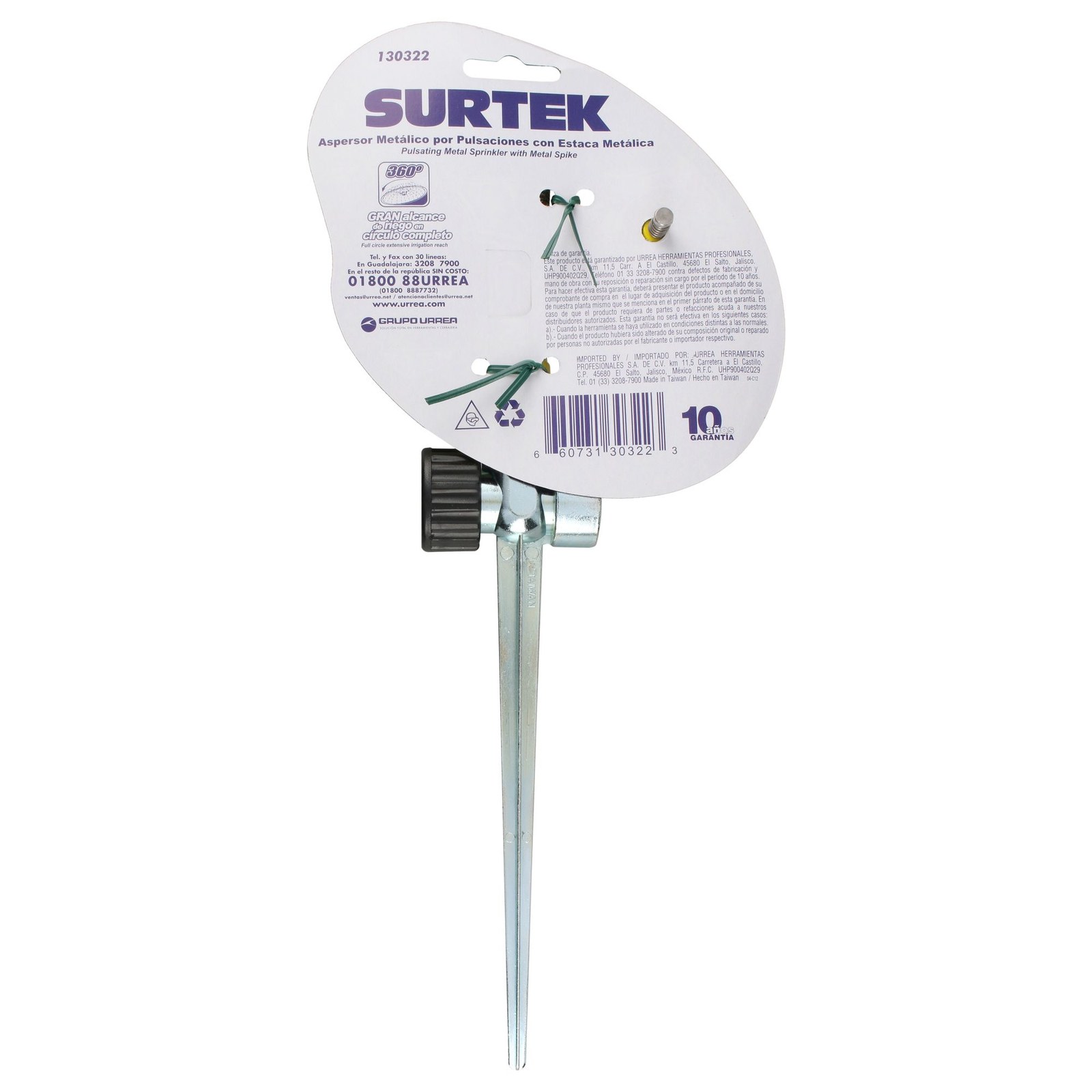 Aspersor metálico regulable por pulsación 3/4" GHT 2 vías Surtek - Imagen 3